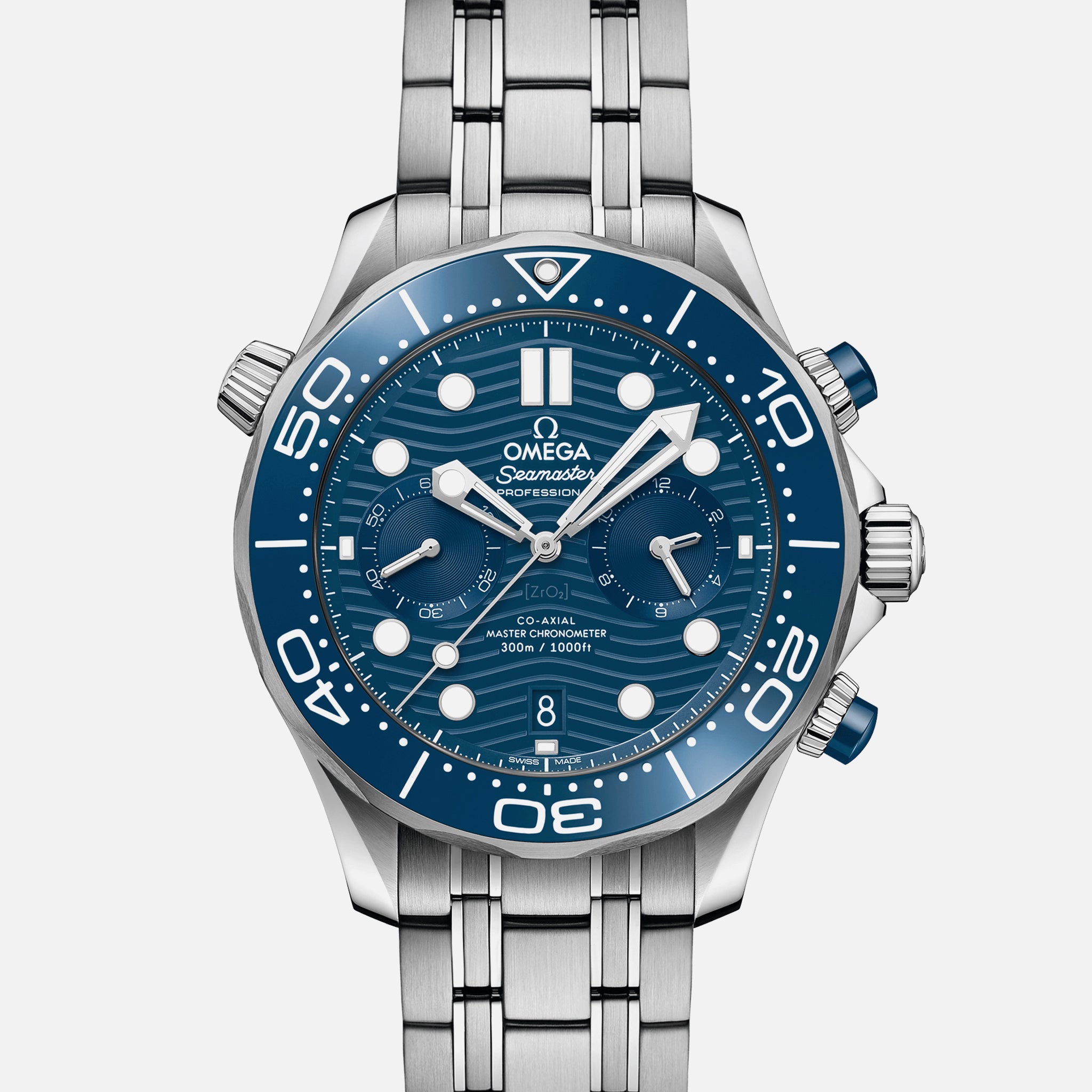 Seamaster Diver 300M Co-Axial Master Chronometer Chronograph 44mm Blue Dial On Bracelet