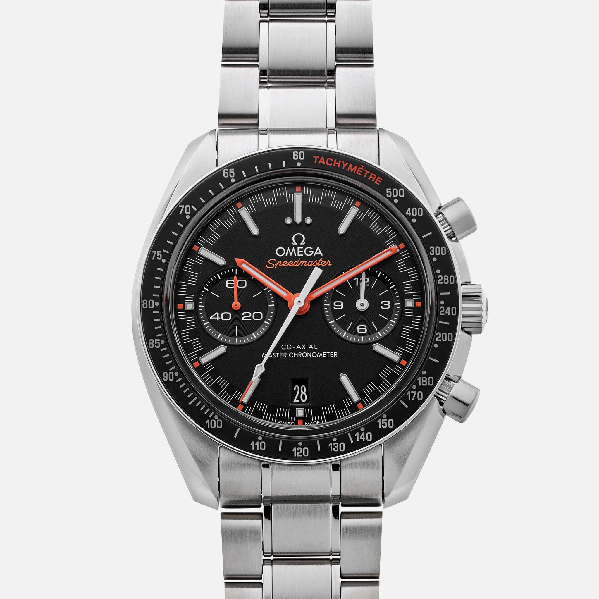 Speedmaster Racing Co-Axial Master Chronometer Chronograph 44.25mm Black Dial With Orange Accents On Bracelet