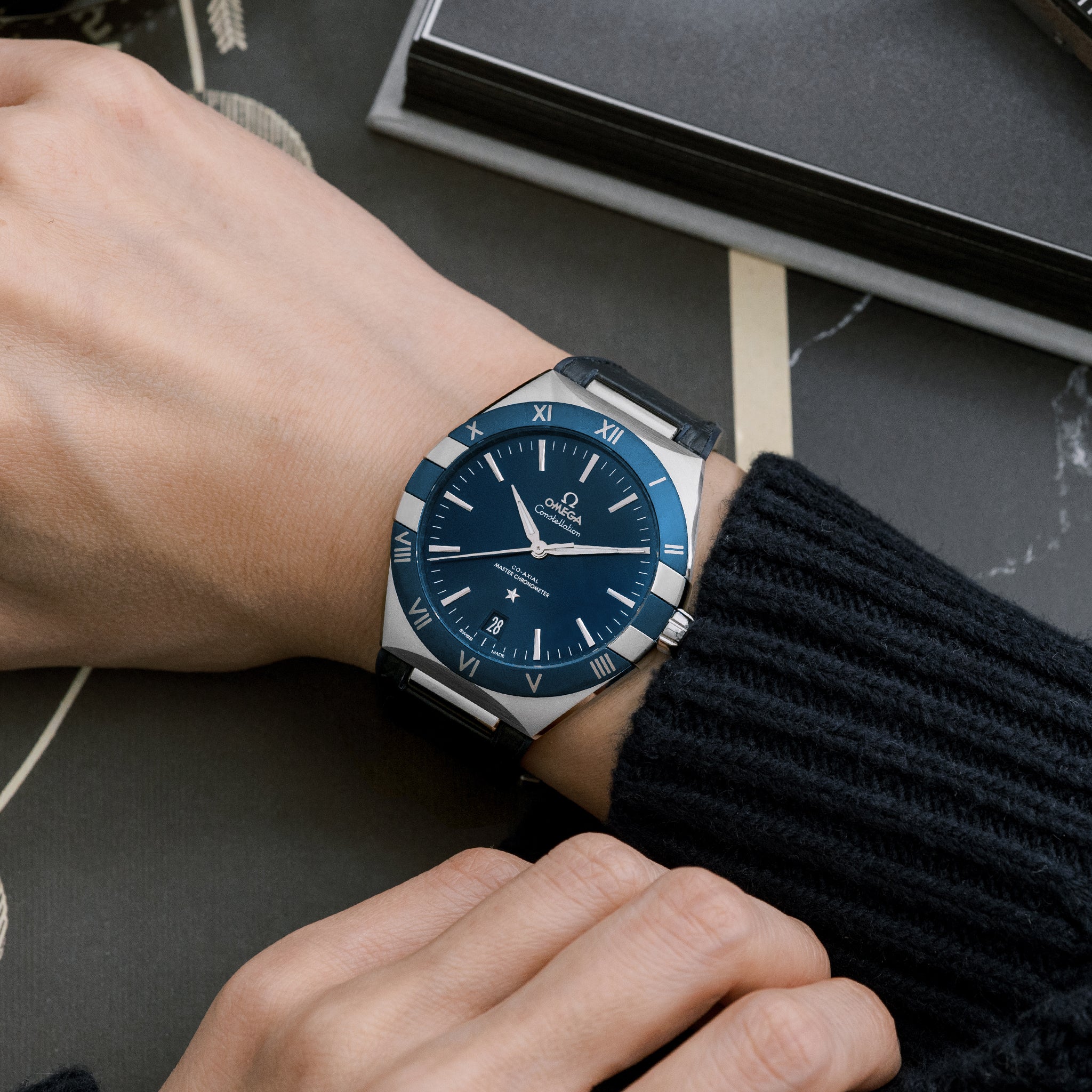 Constellation Co-Axial Master Chronometer 41mm Blue Dial On Leather Strap
