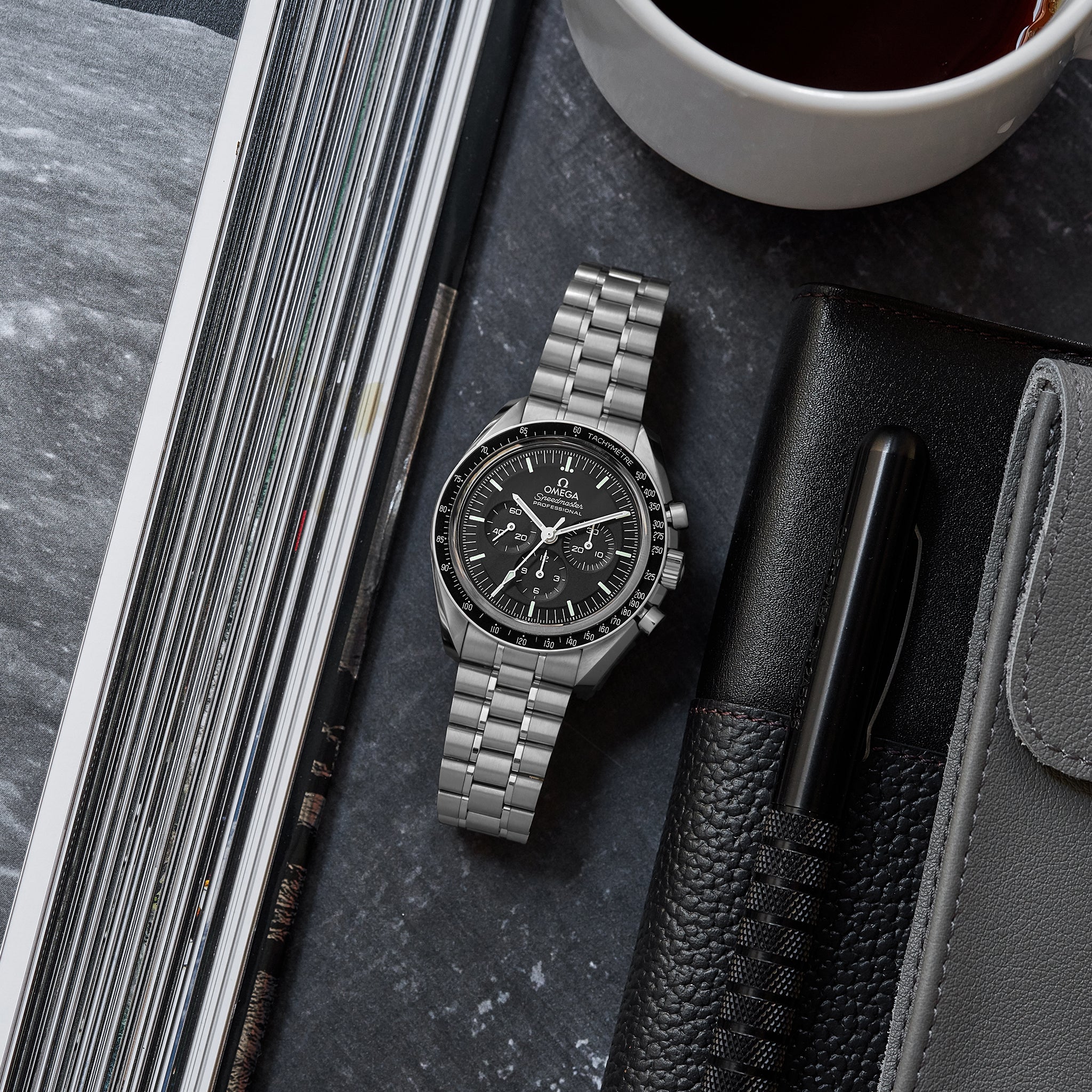 Speedmaster Moonwatch Professional Co-Axial Master Chronometer Chronograph 42mm Hesalite Crystal On Bracelet With Caliber 3861