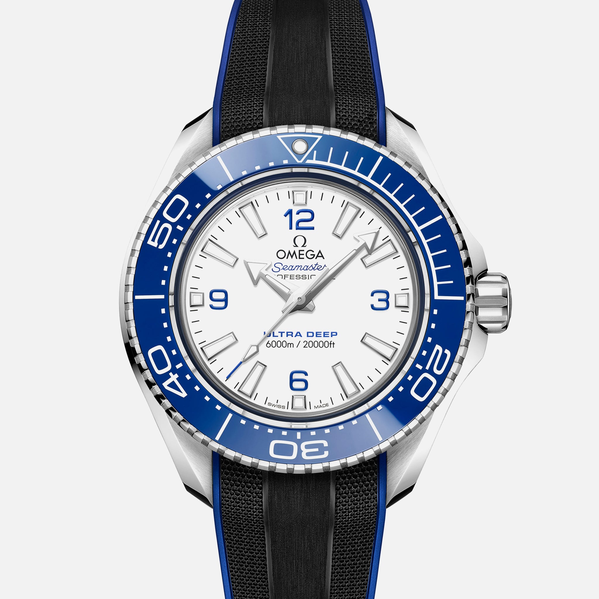 Seamaster Planet Ocean Ultra Deep Professional 6000M Co-Axial Master Chronometer 45.5mm White Dial On Rubber Strap