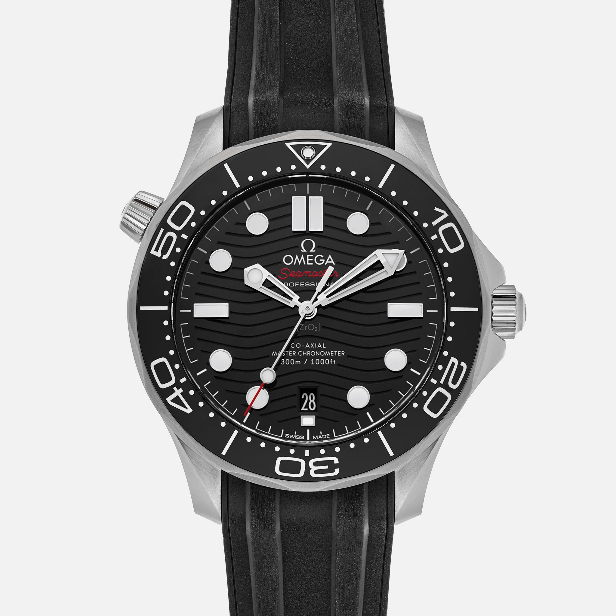 Seamaster Diver 300M Co-Axial Master Chronometer 42mm Black Dial On Rubber Strap