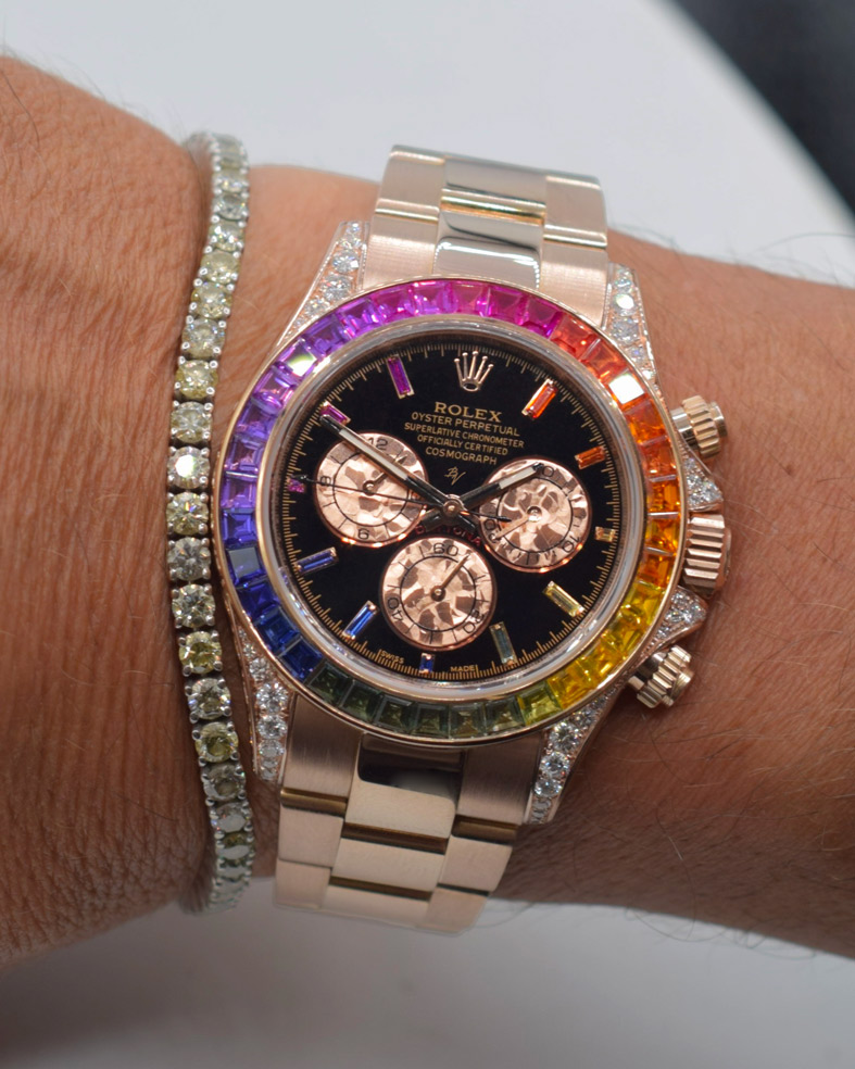 Rolex Daytona Rainbow 116595RBOW: Black Dial, Diamond Bezel, Oyster Bracelet, Rose Gold Watch