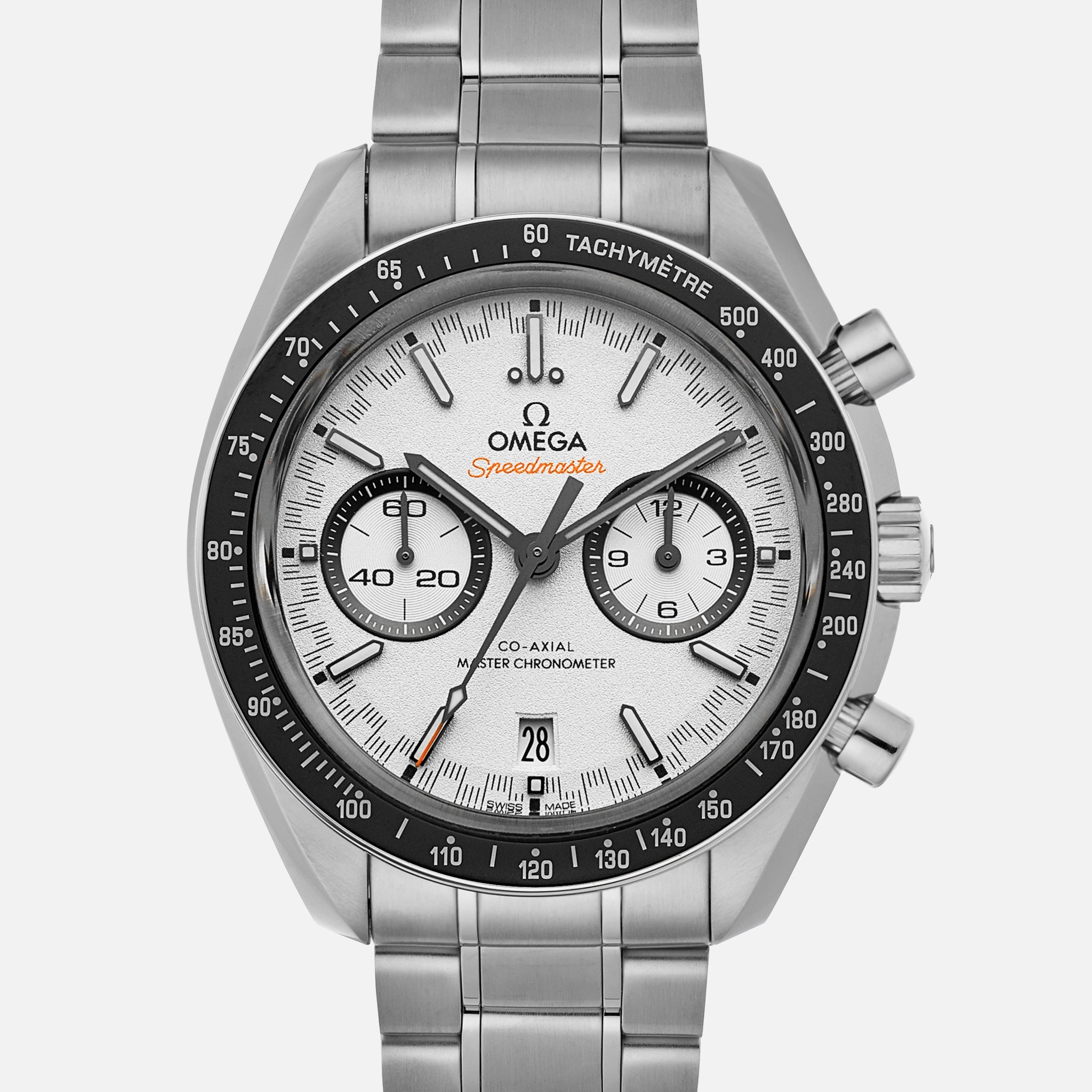 Speedmaster Racing Co-Axial Master Chronometer Chronograph 44.25mm White Dial On Bracelet