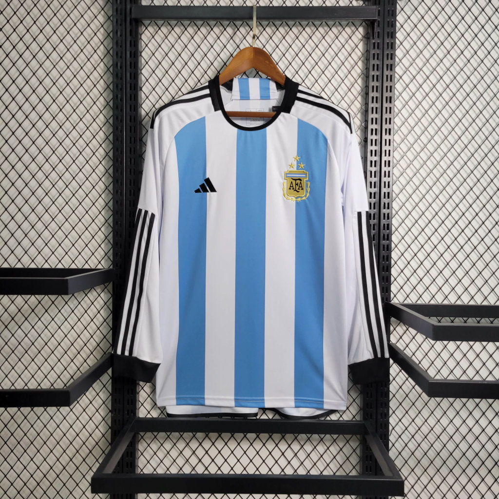 Argentina 3 Stars 22-23 Home Long Sleeve Jersey - Fans Version - ReplicasJersey