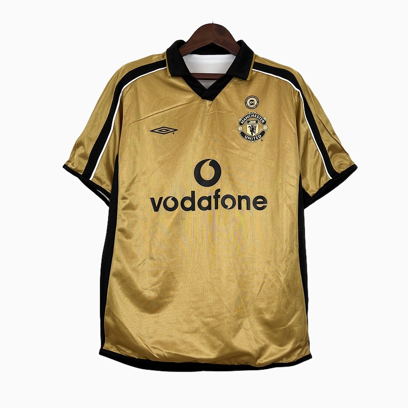 Manchester United Retro 01-02 100th Anniversary Special Edition Jersey - Gold - ReplicasJersey
