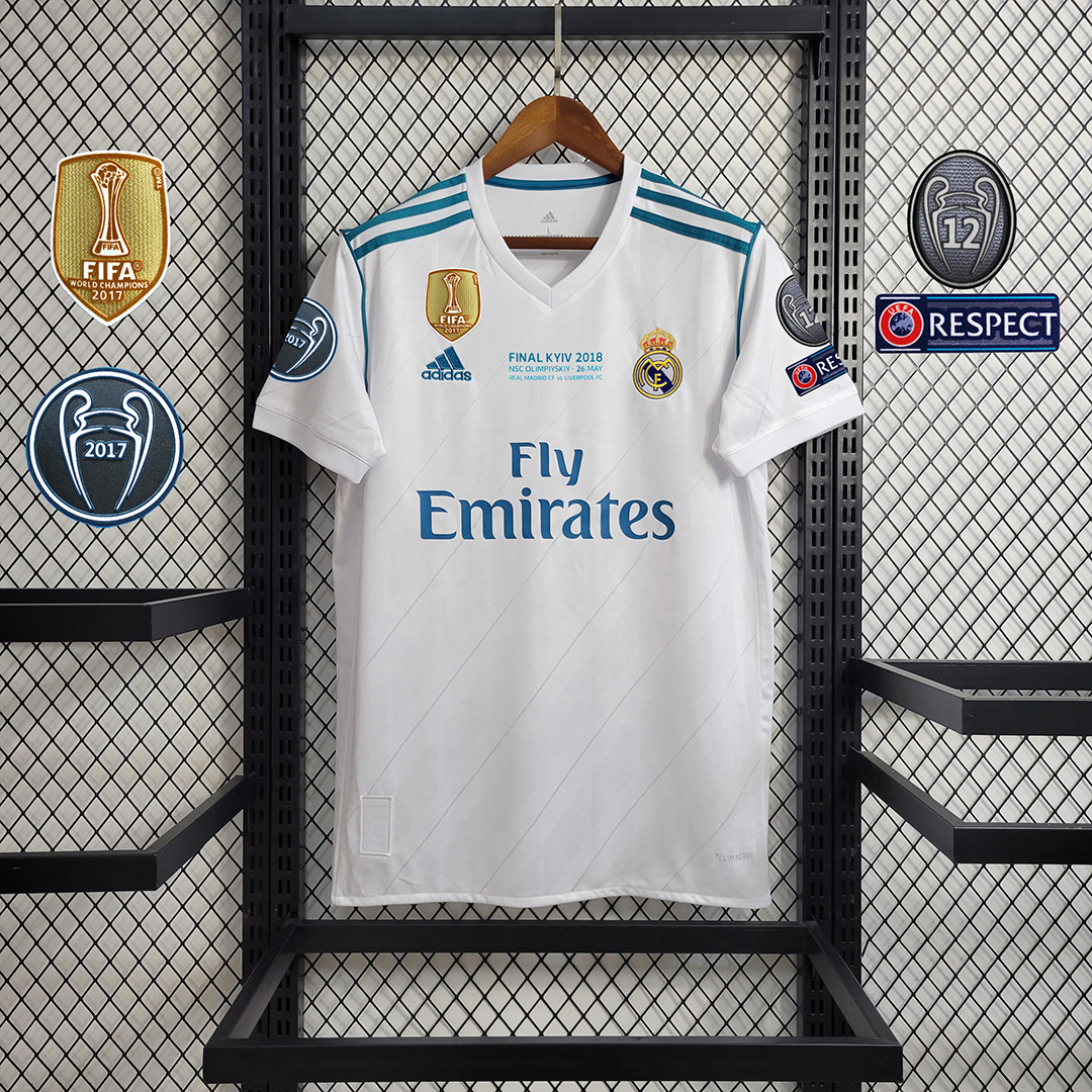 Retro Real Madrid 17-18 Home Jersey - with Champions League Final Final - ReplicasJersey