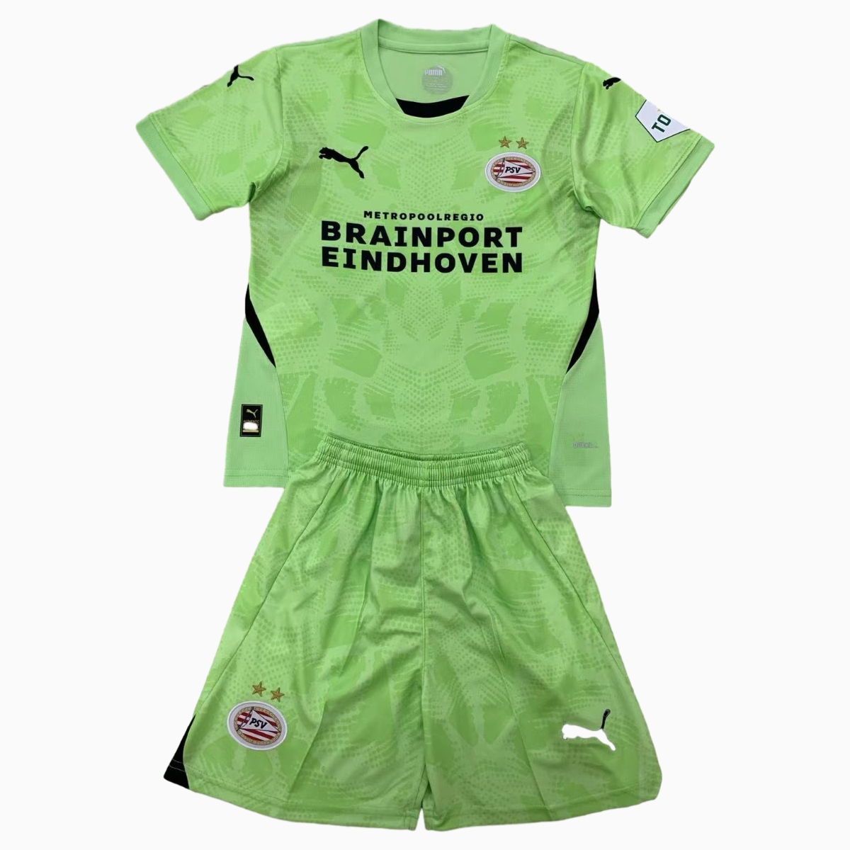 PSV Eindhoven 24-25 Light Green Goalkeeper Men's Adult Jersey Set - Fans Version - ReplicasJersey