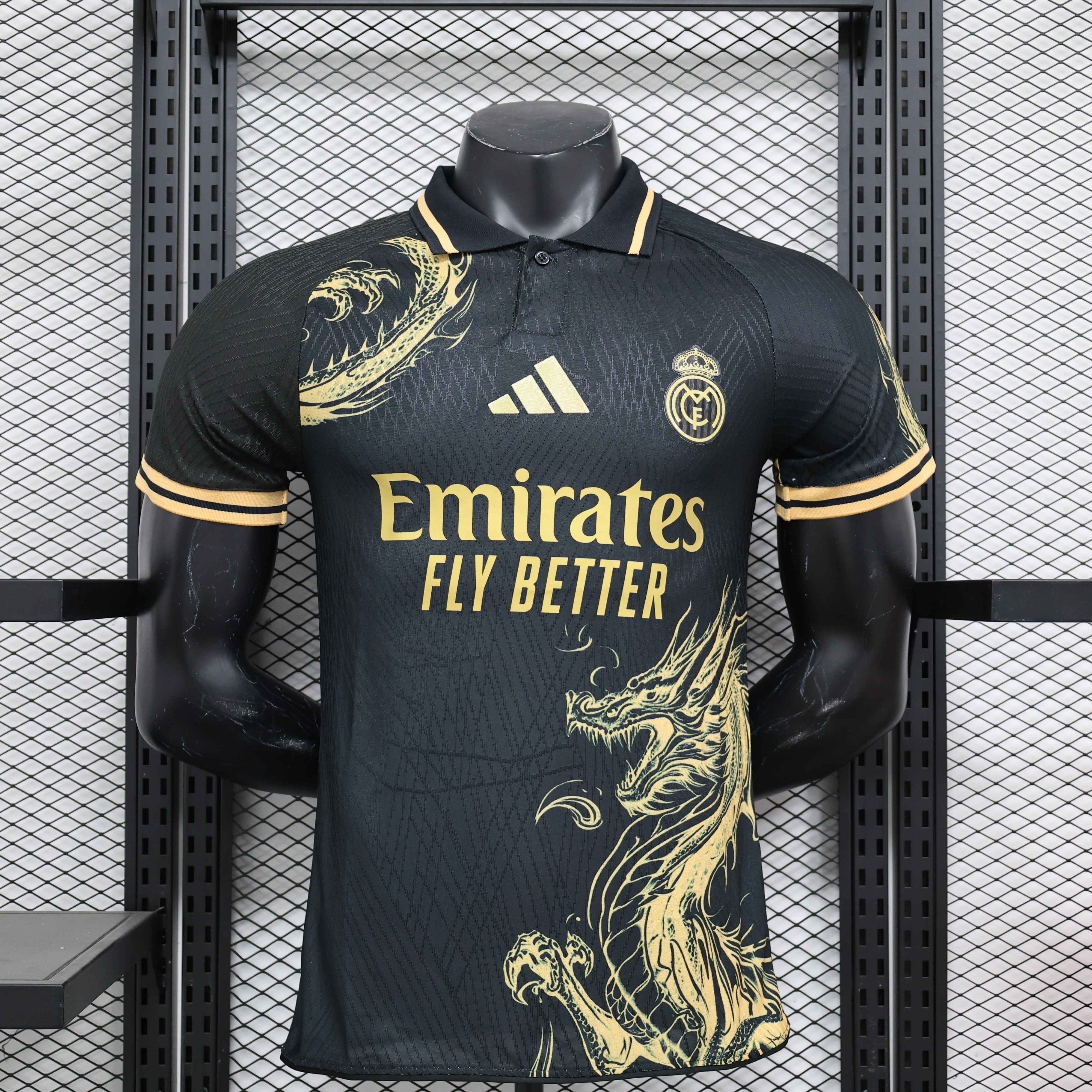 Real Madrid 24-25 Black & Golden Loong Special Edition Jersey - Player Version - ReplicasJersey