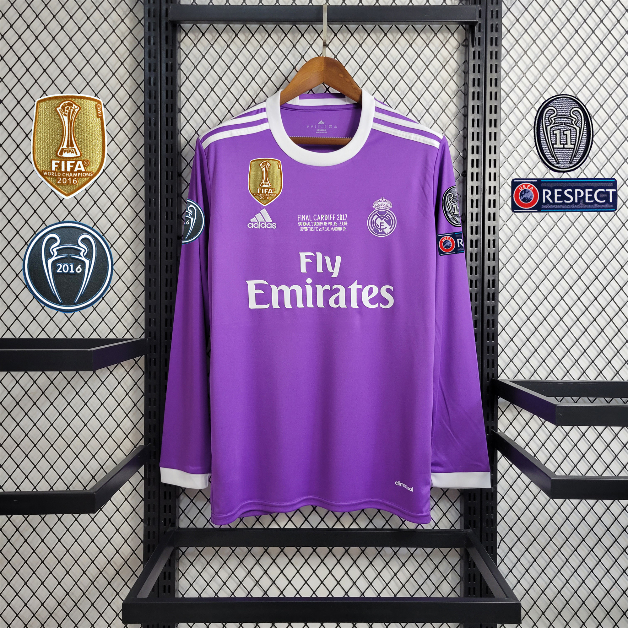 Retro Real Madrid 16-17 Away Long Sleeve Jersey - Champions League Final Version - ReplicasJersey