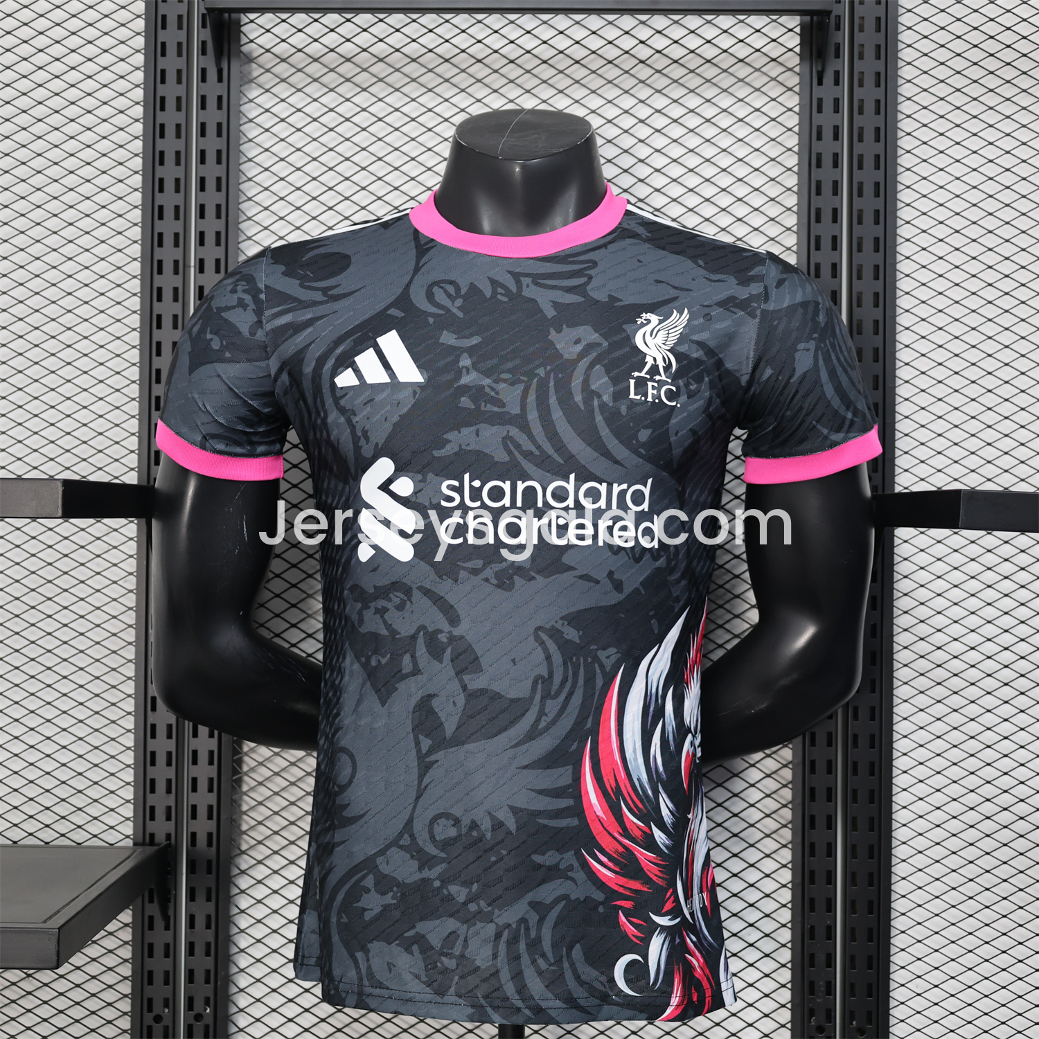Liver.pool 25-26 Red White Liver.pool Bird Black Special Jersey - Player Version - ReplicasJersey