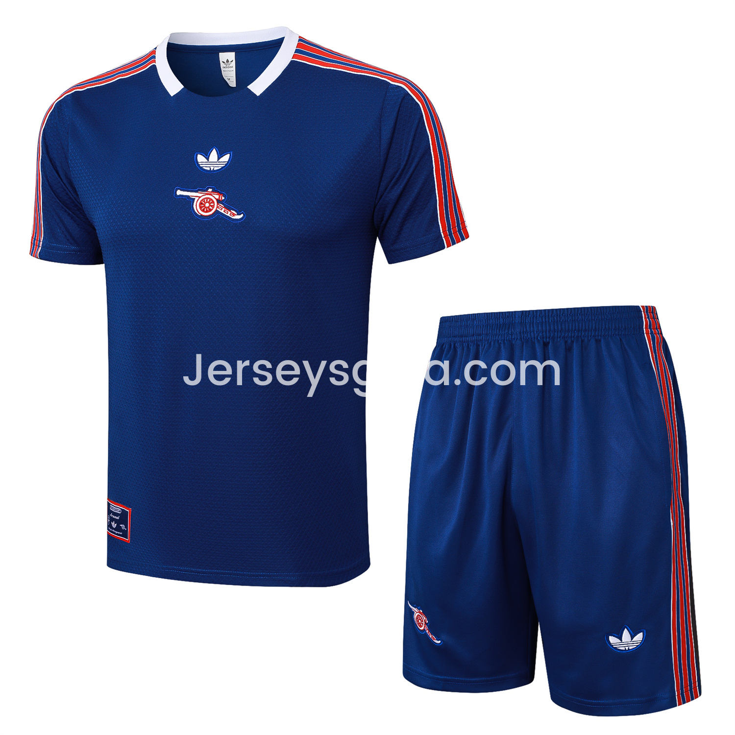 Arsenal 25-26 Throwback Trefoil Short-Sleeve Training Set - Royal Blue Top and Shorts - ReplicasJersey