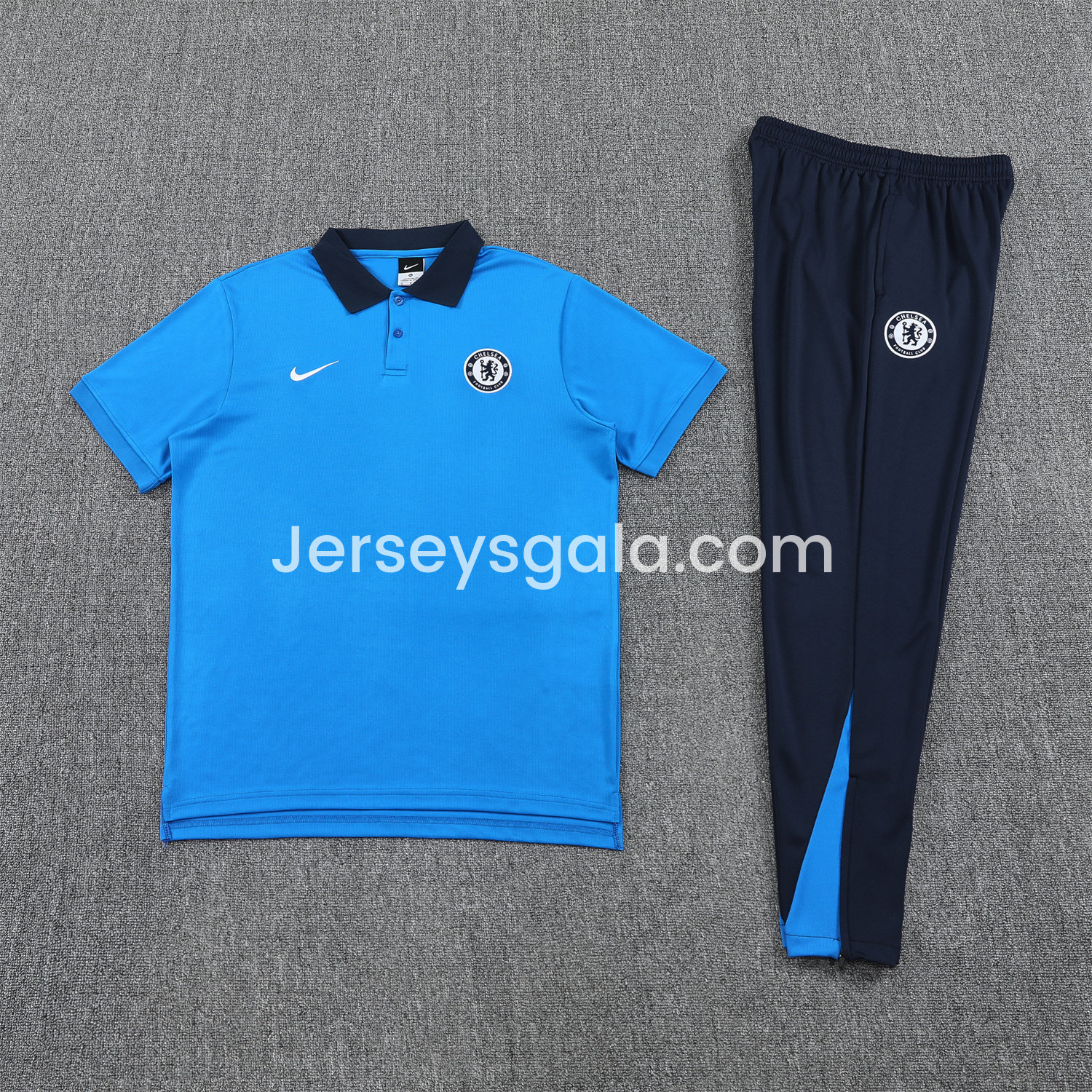 C.H.E.L.S.E.A 25-26 POLO Short-Sleeve Training Set - Blue Top and Deep Blue Pants - ReplicasJersey