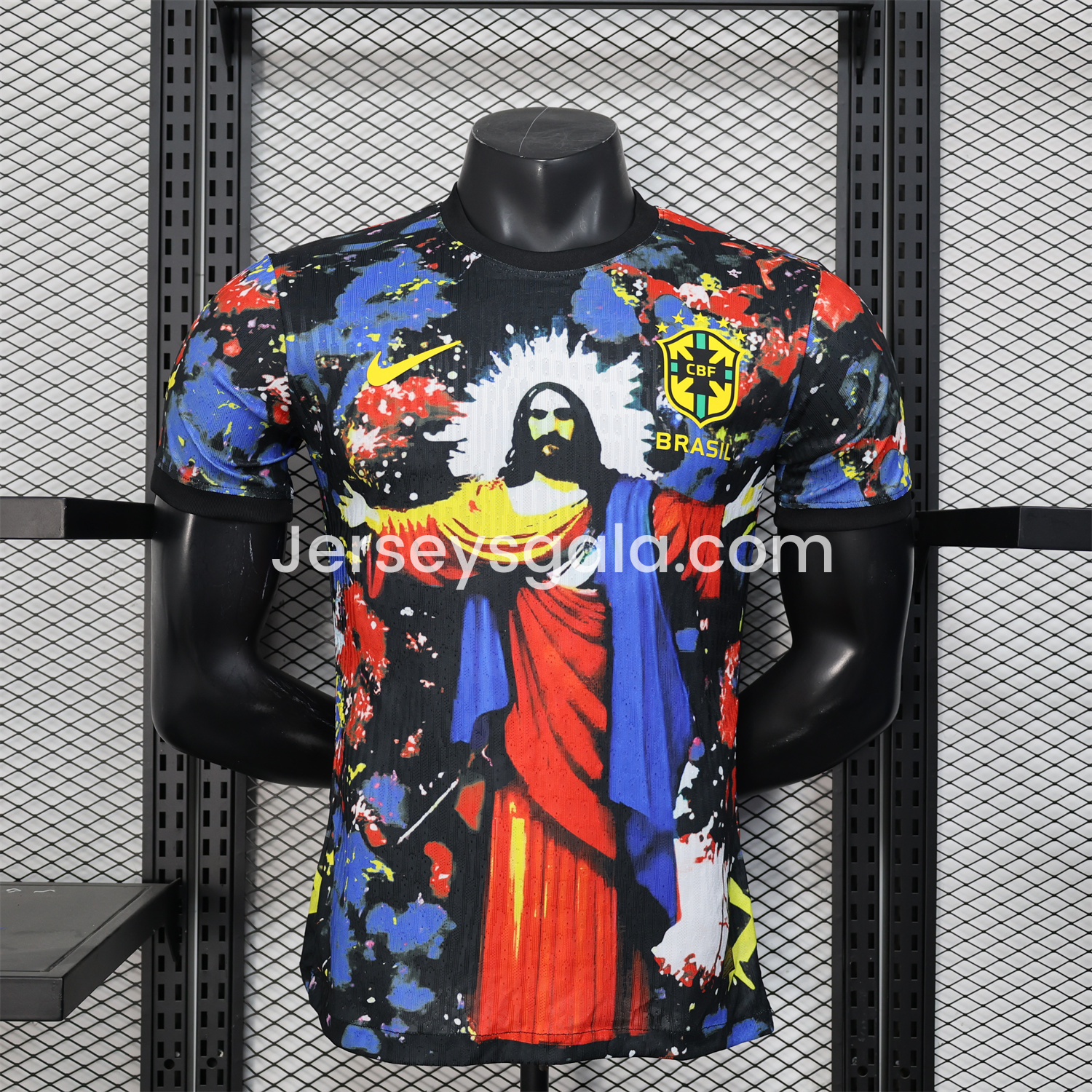Brazil 25-26 Colorful Jesus Statue Special Colorful Graffiti Jersey - Player Version - ReplicasJersey