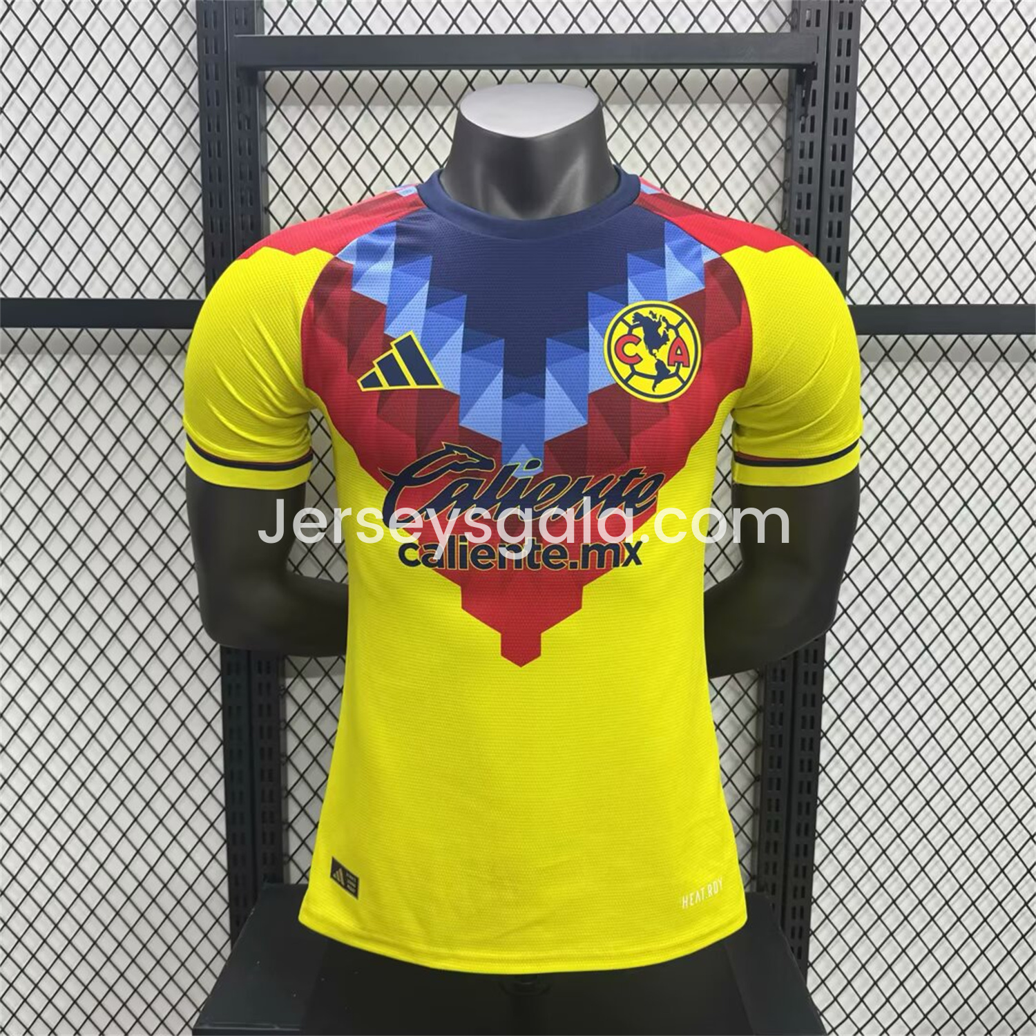 Club América 25-26 Blue and Red V-Shaped Camouflage Yellow Jersey - Player Version - ReplicasJersey