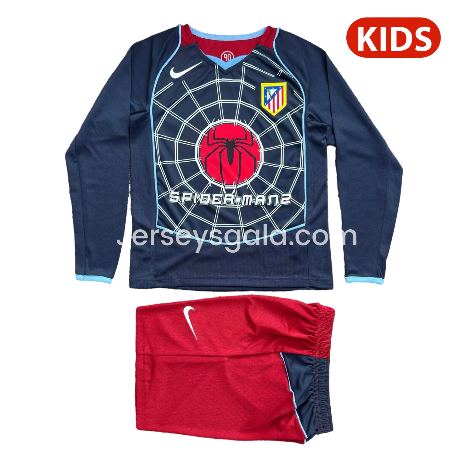 Retro Atletico Madrid 2004-05 Away S.p.i.d.e.r M.a.n Special Long Sleeves Kids Kit - ReplicasJersey