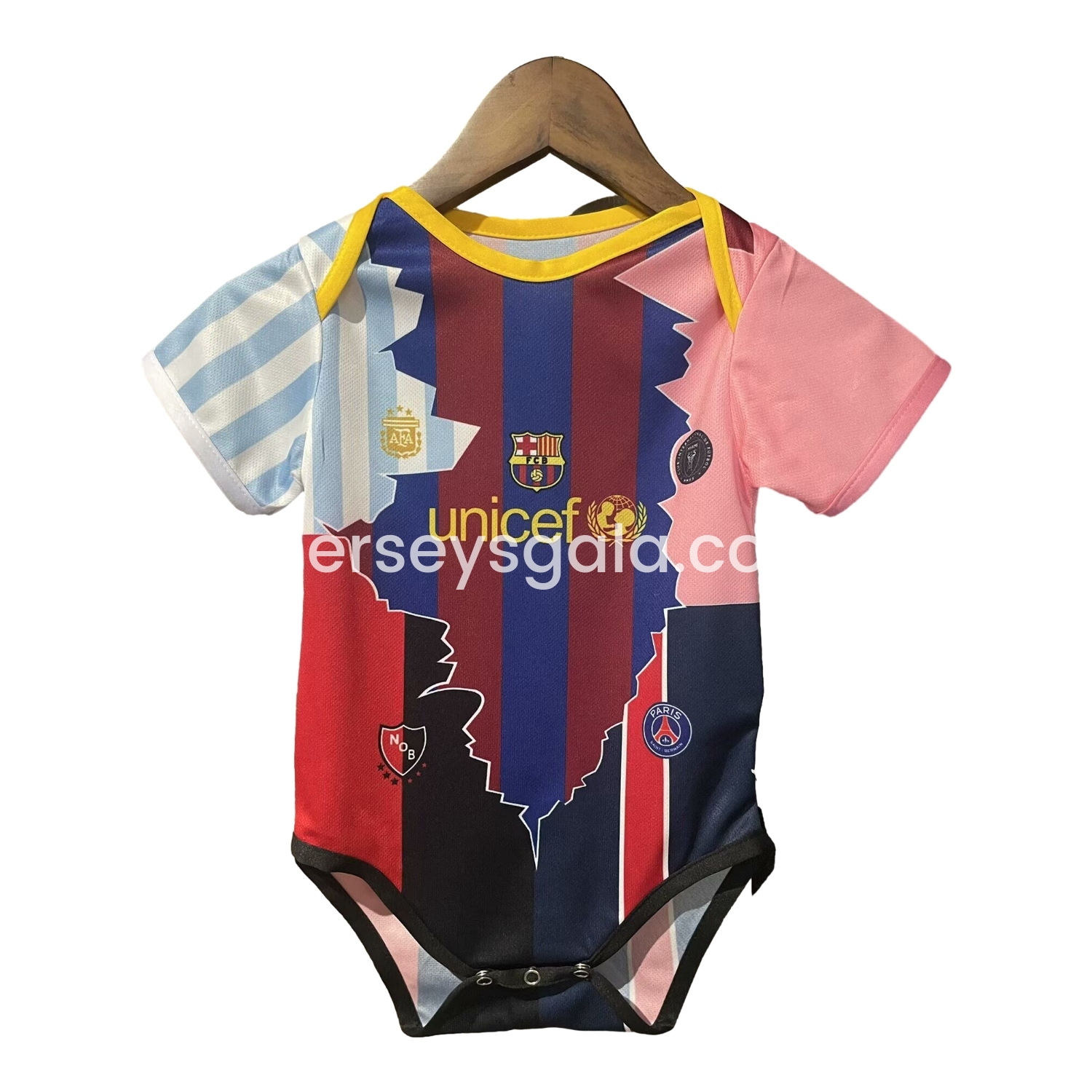 Messi Career Commemorative Baby Crawling Suit - Argentina B.A.R.S.A INT M.A.M Paris Saint-Germain PSG - ReplicasJersey