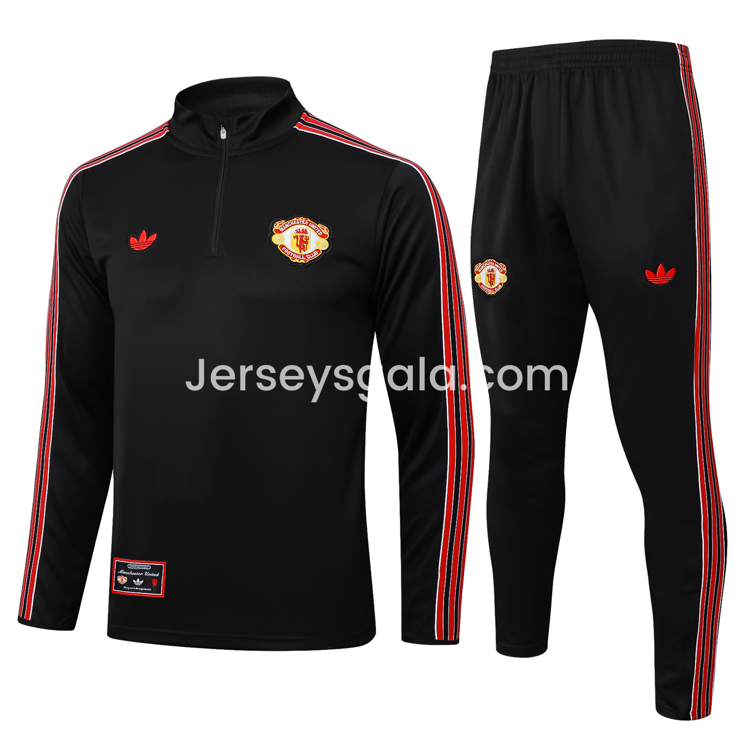 Manchester United 25-26 Originals Terrace Icon Jacket Training Tracksuit - Black - ReplicasJersey
