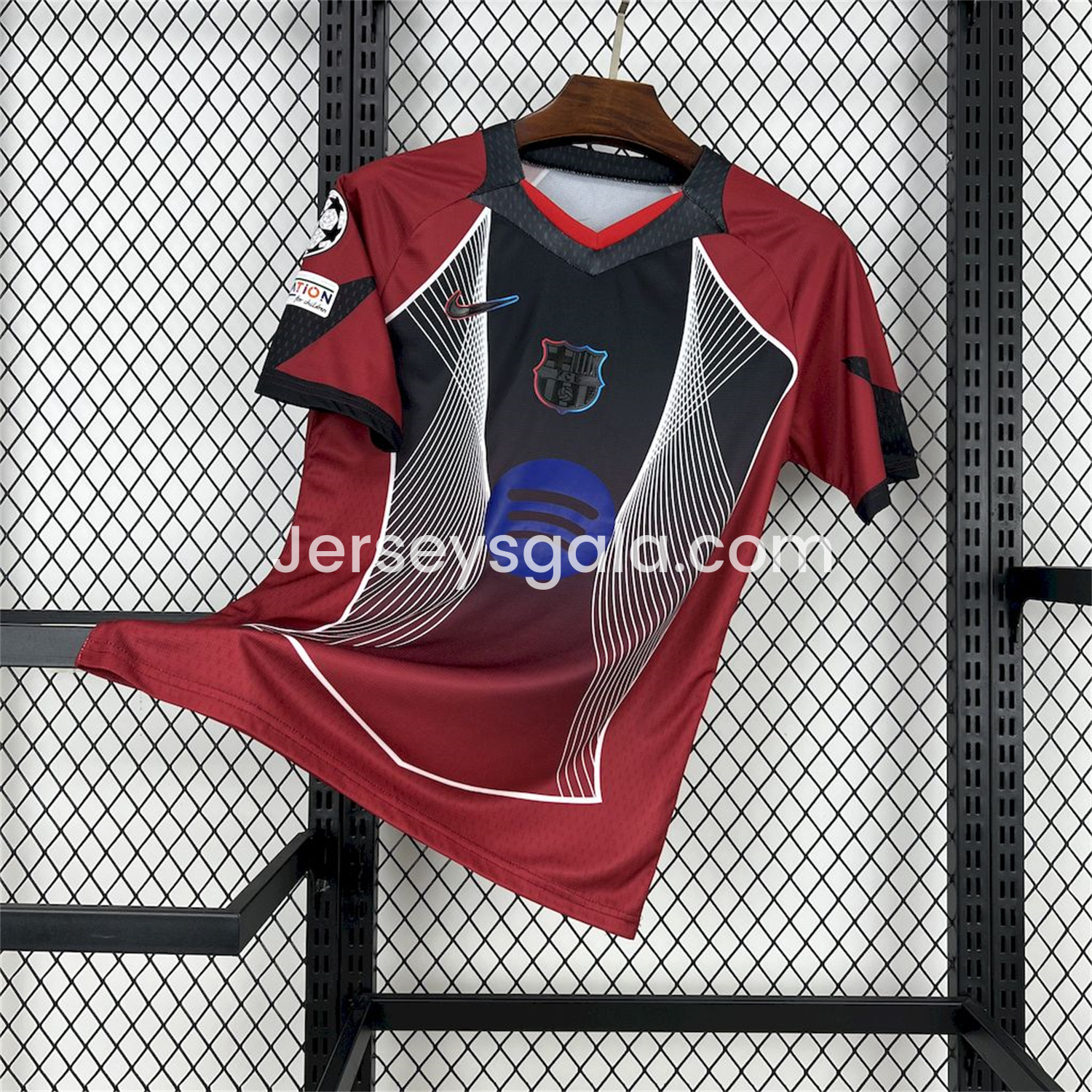 B.A.R.S.A 25-26 T90 Red Black Gradient and White Lines Special Jersey - Fans Version - ReplicasJersey