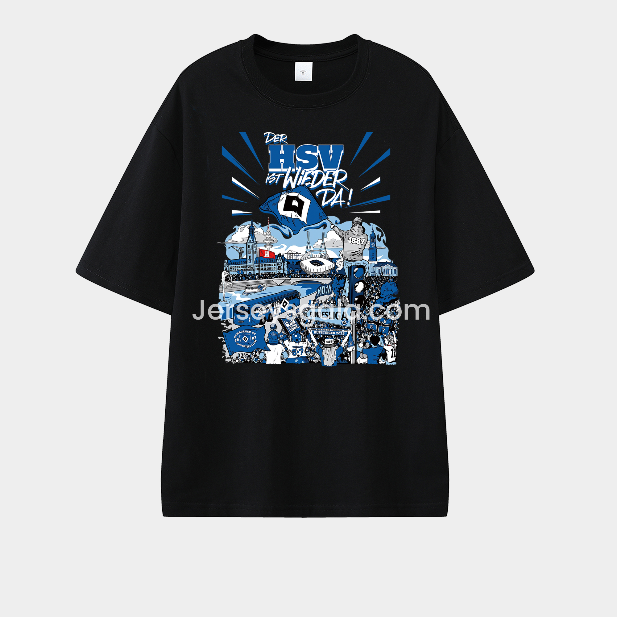 Hamburger SV DER HSV IST WIEDER DA 2024-25 2. Bundesliga Champion Unisex Pure Cotton T-shirt - ReplicasJersey