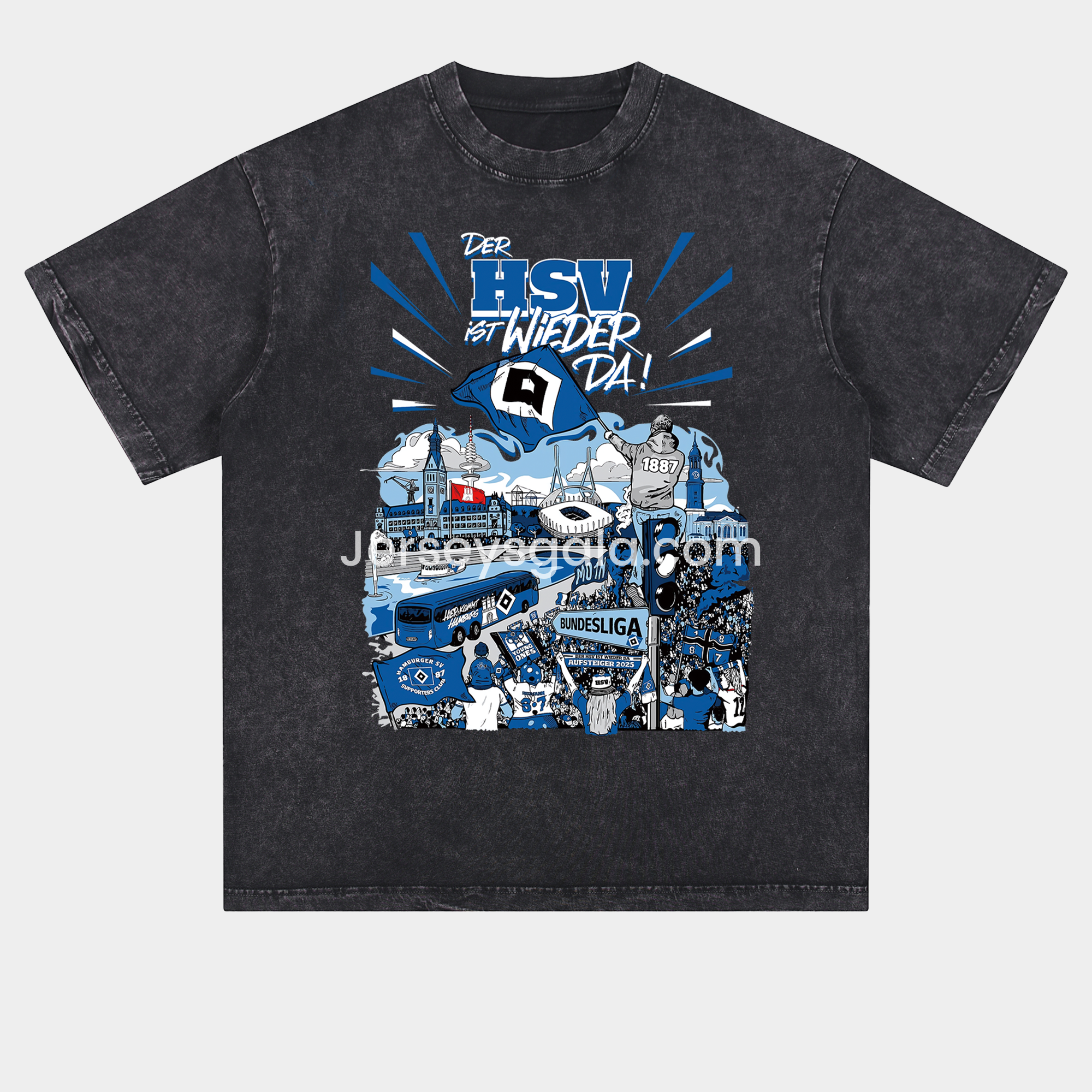 Hamburger SV DER HSV IST WIEDER DA 2024-25 2. Bundesliga Champion Oversized Washed T-Shirt - ReplicasJersey