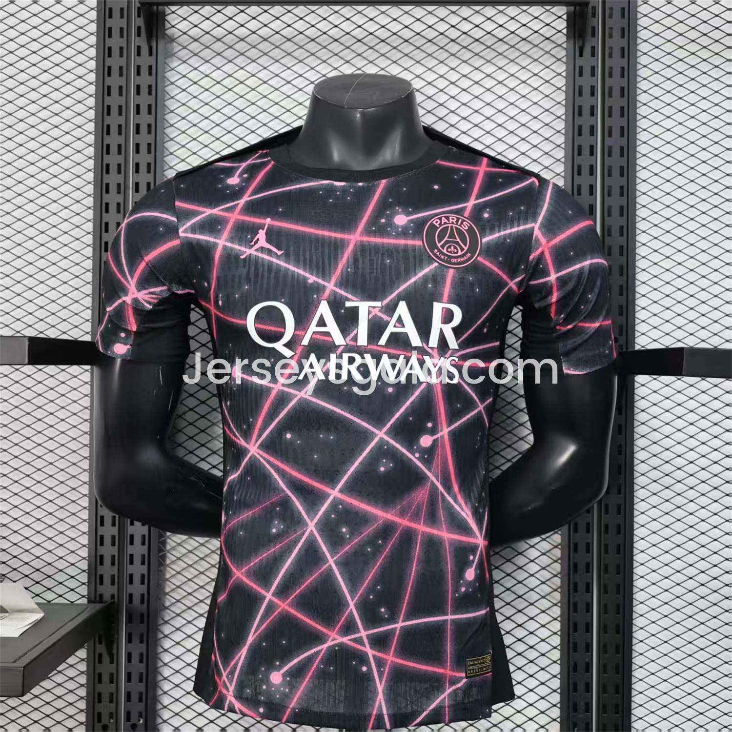 Paris Saint-Germain PSG 25-26 Pink Lines Jordan Black Special Jersey - Player Version - ReplicasJersey