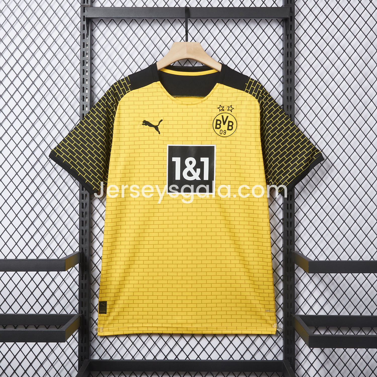 Dortmund 25-26 Pre-Match Training Yellow Brickwork Pattern Jersey - Fans Version - ReplicasJersey