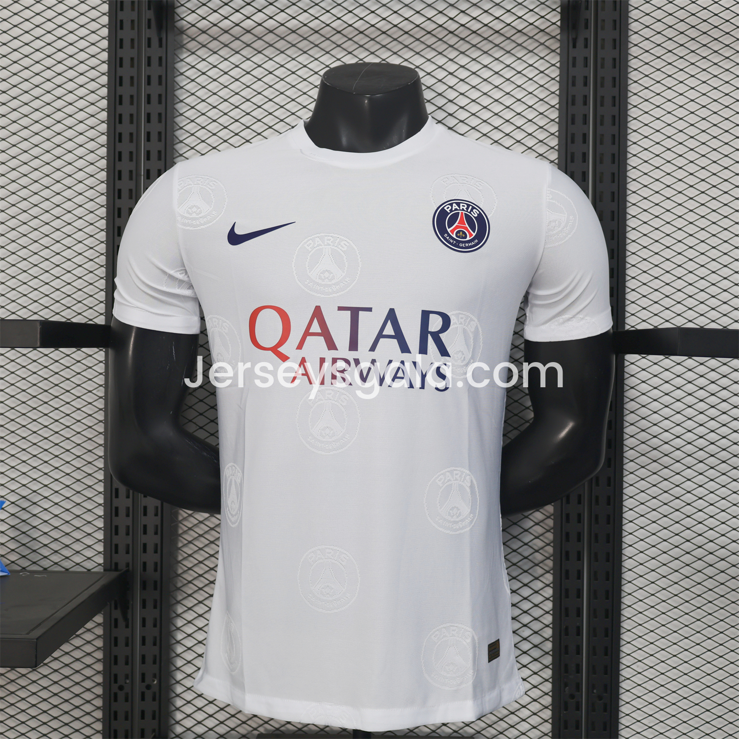Paris Saint-Germain PSG 25-26 White Jersey with Team Logo Decoration and Gradient Advertising - Player Version - ReplicasJersey