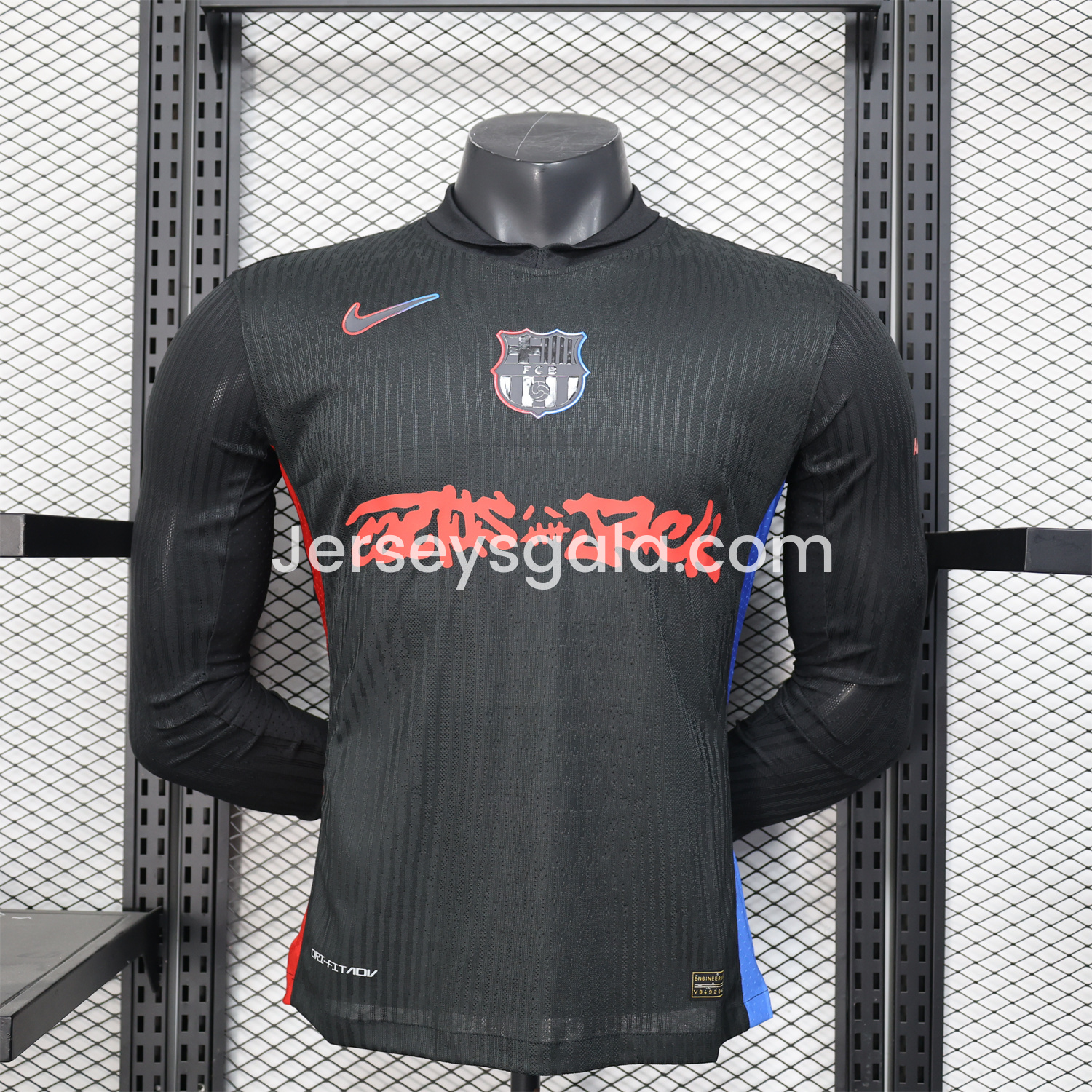 B.A.R.S.A x Travis Scott 24-25 Away Black Long Sleeves Jersey - Player Version - ReplicasJersey