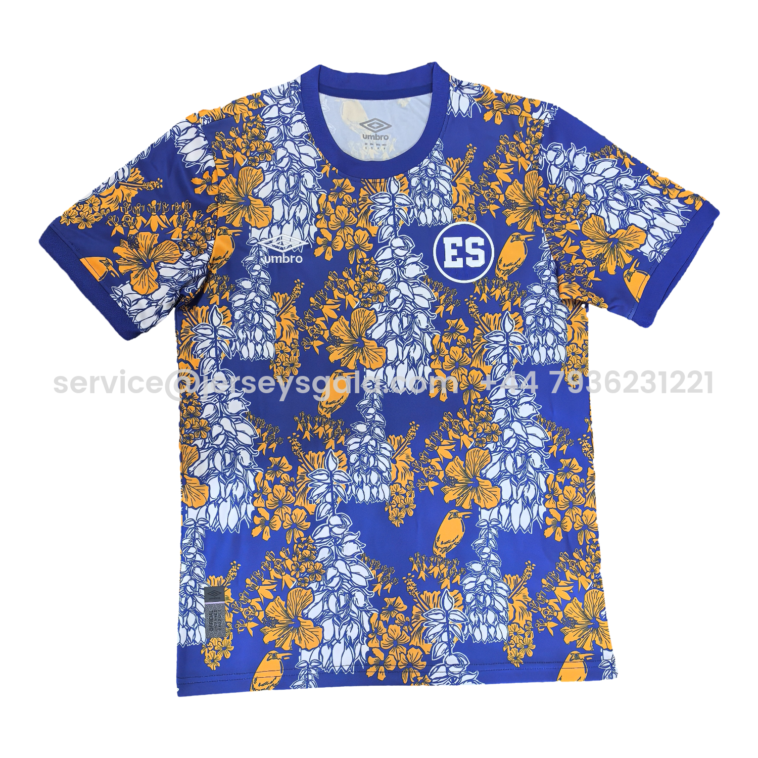 El Salvador 25-26 Blue Pre-Match Training Jersey with Yellow and White Flower Pattern - Fans Version - ReplicasJersey