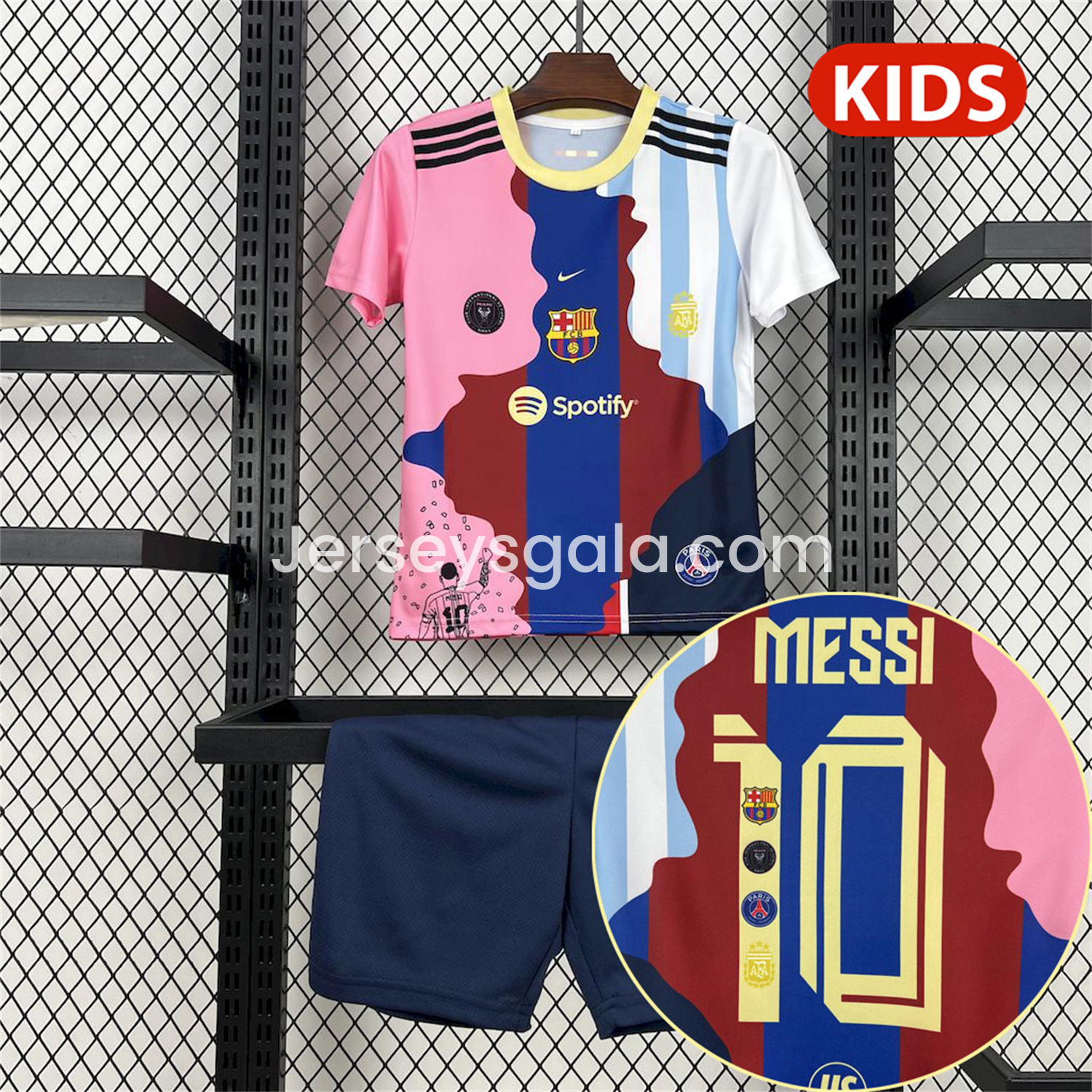 Messi Career Commemorative Kids Kit with Messi #10 - B.A.R.S.A Argentina Paris Saint-Germain PSG INT M.A.M - ReplicasJersey