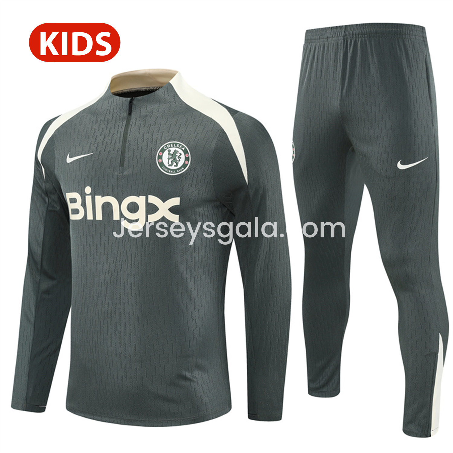 C.H.E.L.S.E.A 25-26 Kid Long Sleeves Training Set - Army Green Top & Army Green Shorts - ReplicasJersey