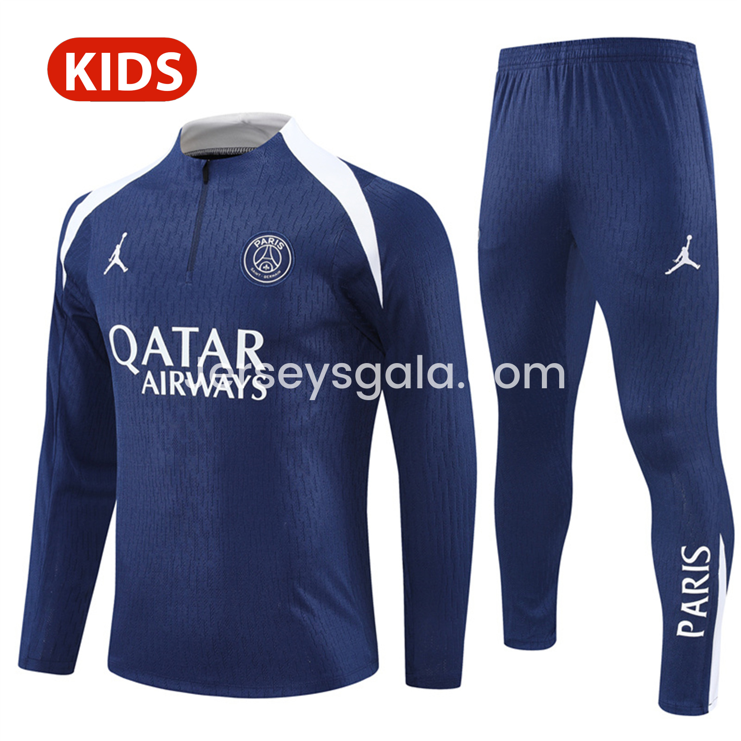 Paris Saint-Germain PSG 25-26 Kid Long Sleeves Training Set - Royal Blue Top & Royal Blue Pants - ReplicasJersey