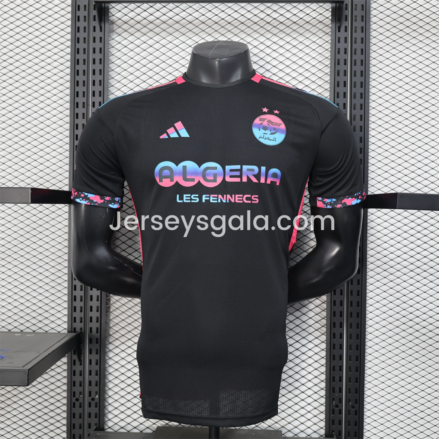 Algeria 25-26 Pure Black with Fluorescent Green Powder Advertising Jersey - Player Version - ReplicasJersey