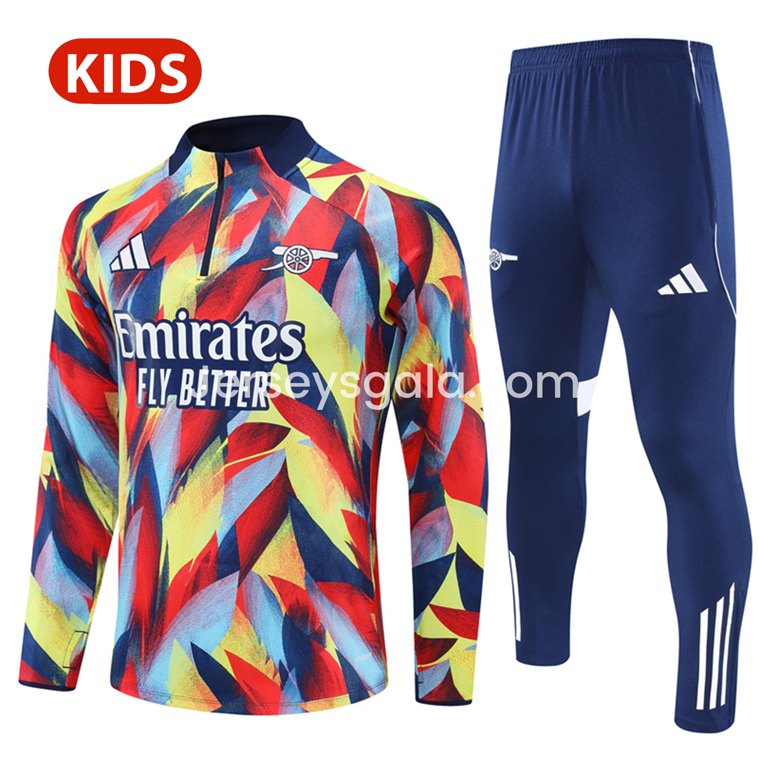 Arsenal 25-26 Kid Long Sleeves Training Set - Colorful Camouflage Top & Royal Blue Pants - ReplicasJersey