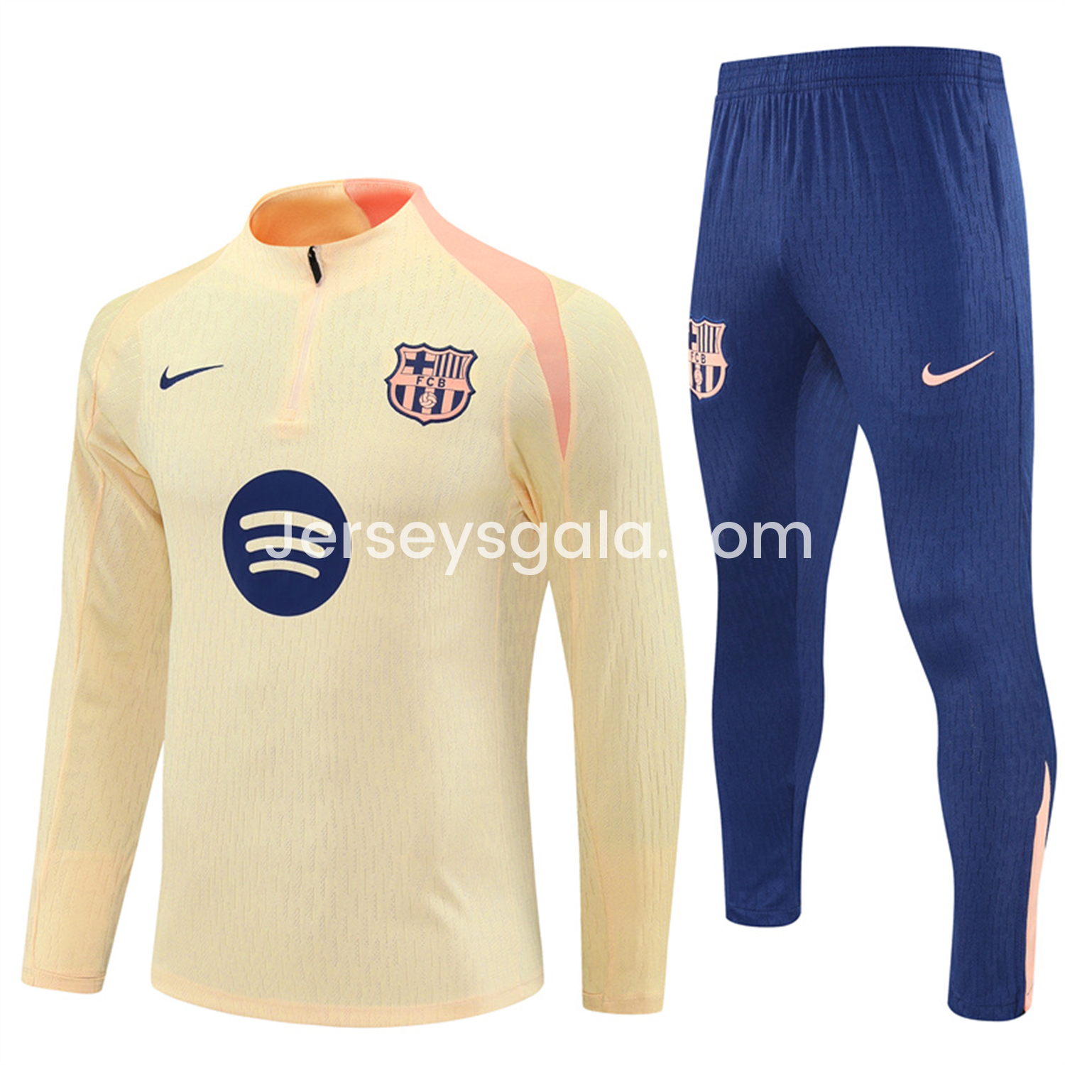 B.A.R.S.A 25-26 Long Sleeve Training Set - Player Version - Light Yellow Top and Blue Pants - ReplicasJersey