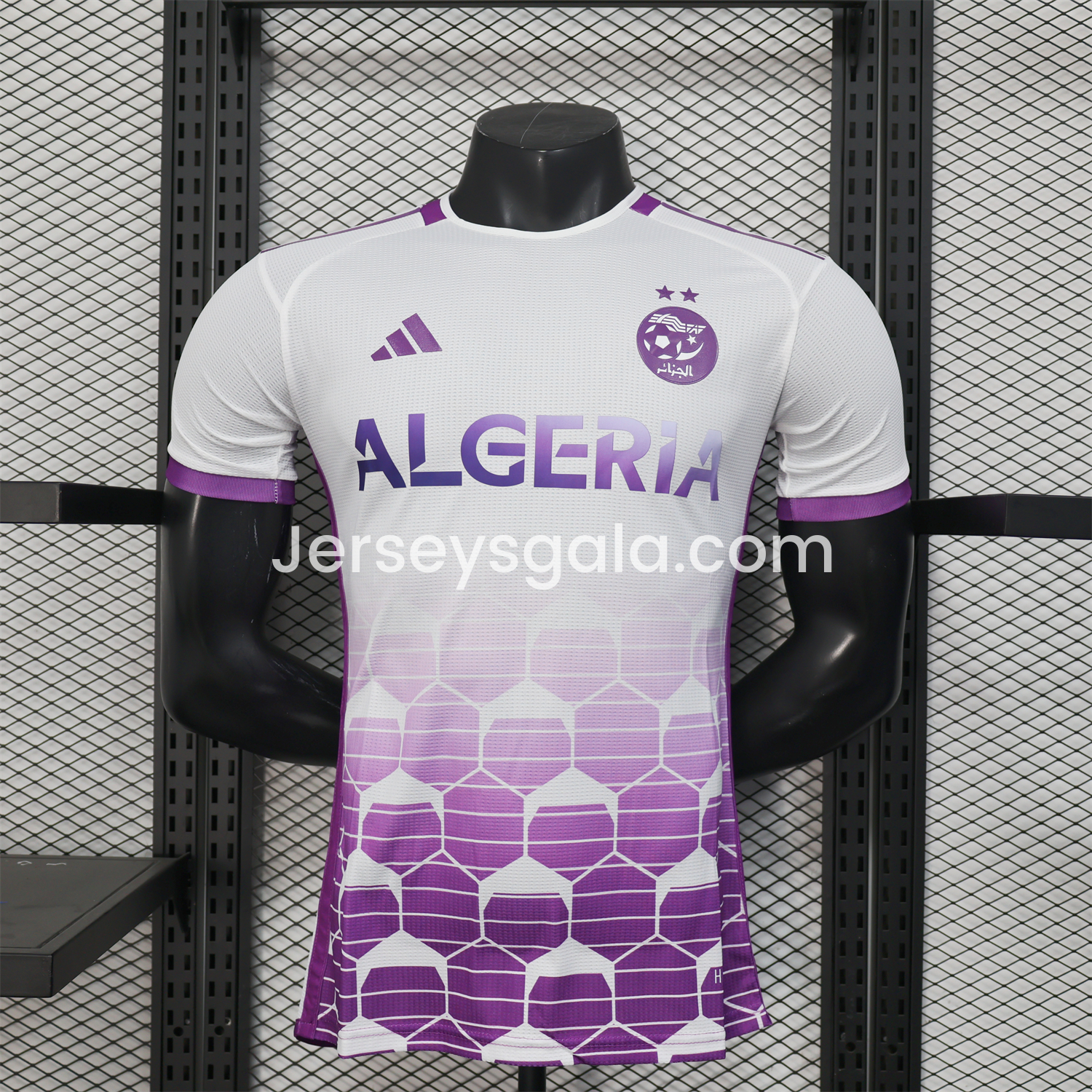 Algeria 25-26 White Purple Gradient with Hexagonal Pattern Jersey - Player Version - ReplicasJersey