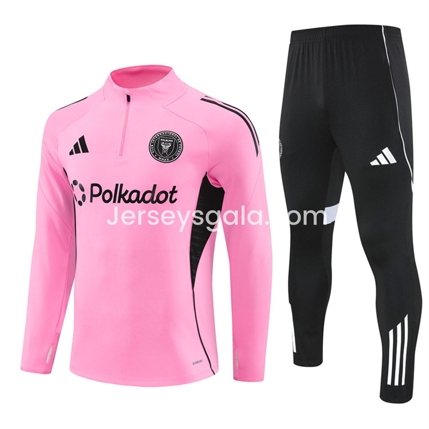 INT M.A.M 25-26 Long Sleeves Training with Black Sponsors Set - Pink Top & Black Pants - ReplicasJersey
