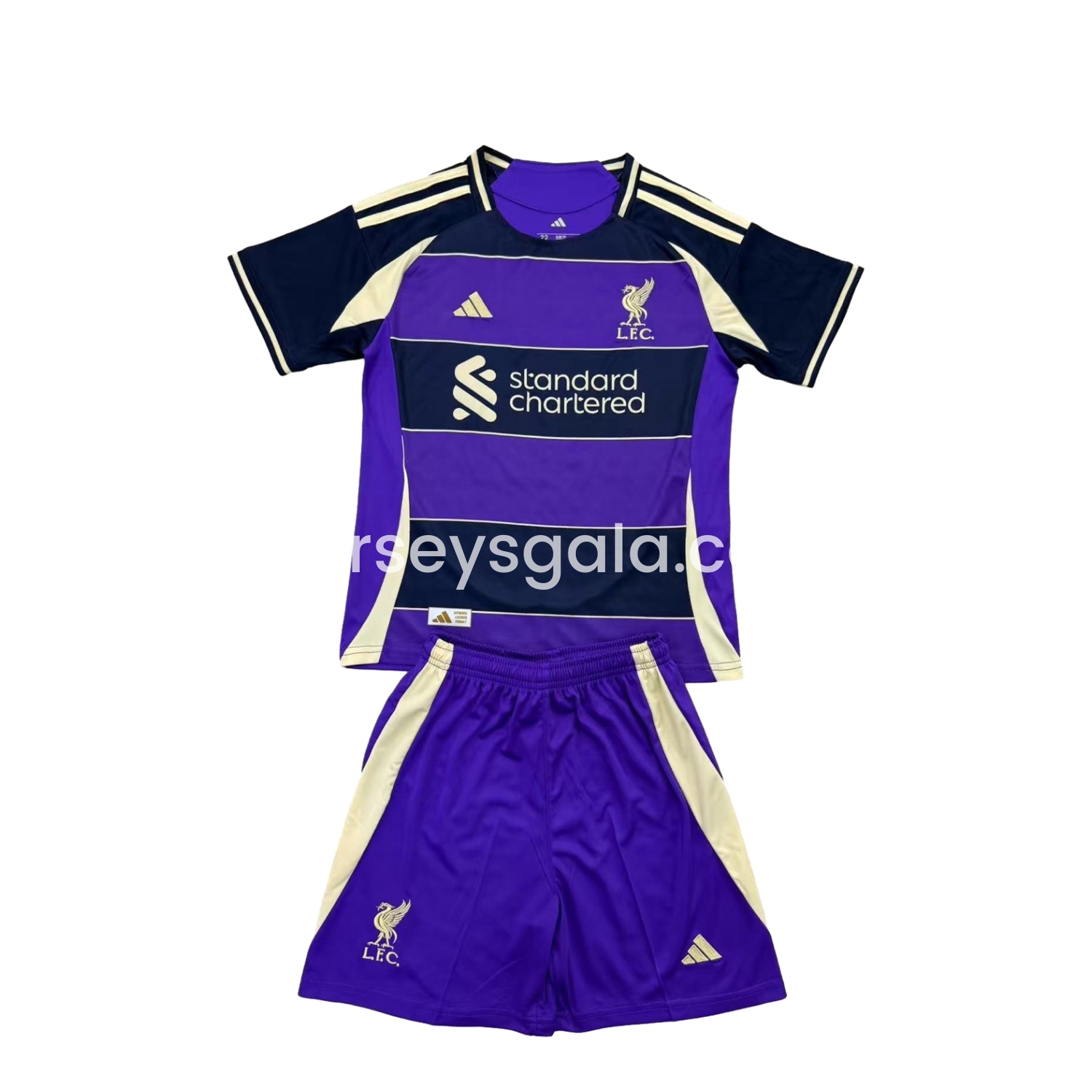 Liver.pool 25-26 Purple Dark Blue Horizontal Stripes Concept Men's Adult Jersey Set - Fans Version - ReplicasJersey