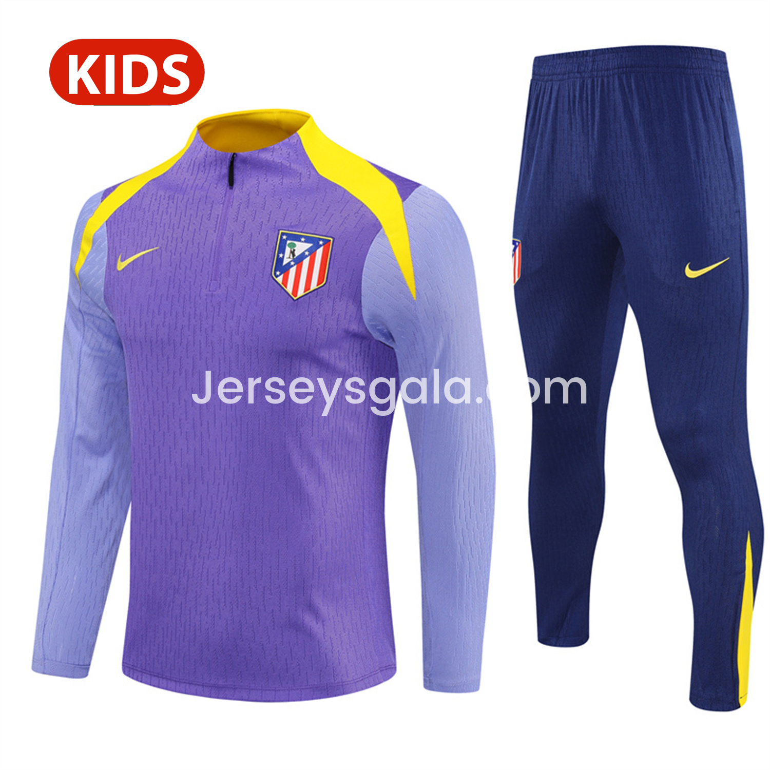 Atletico Madrid 25-26 Kid Long Sleeves Training Set - Purple Top & Purple Pants - ReplicasJersey