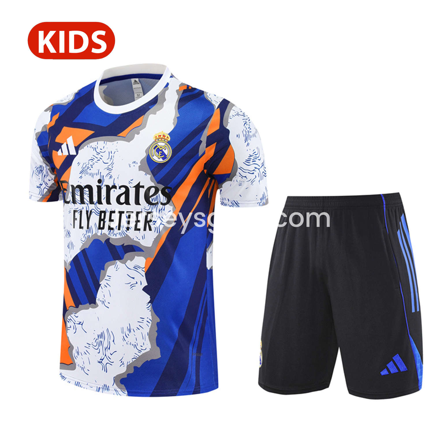 Real Madrid 25-26 Kid Short-Sleeve Training Set - CamouflageTop & Black Shorts - ReplicasJersey