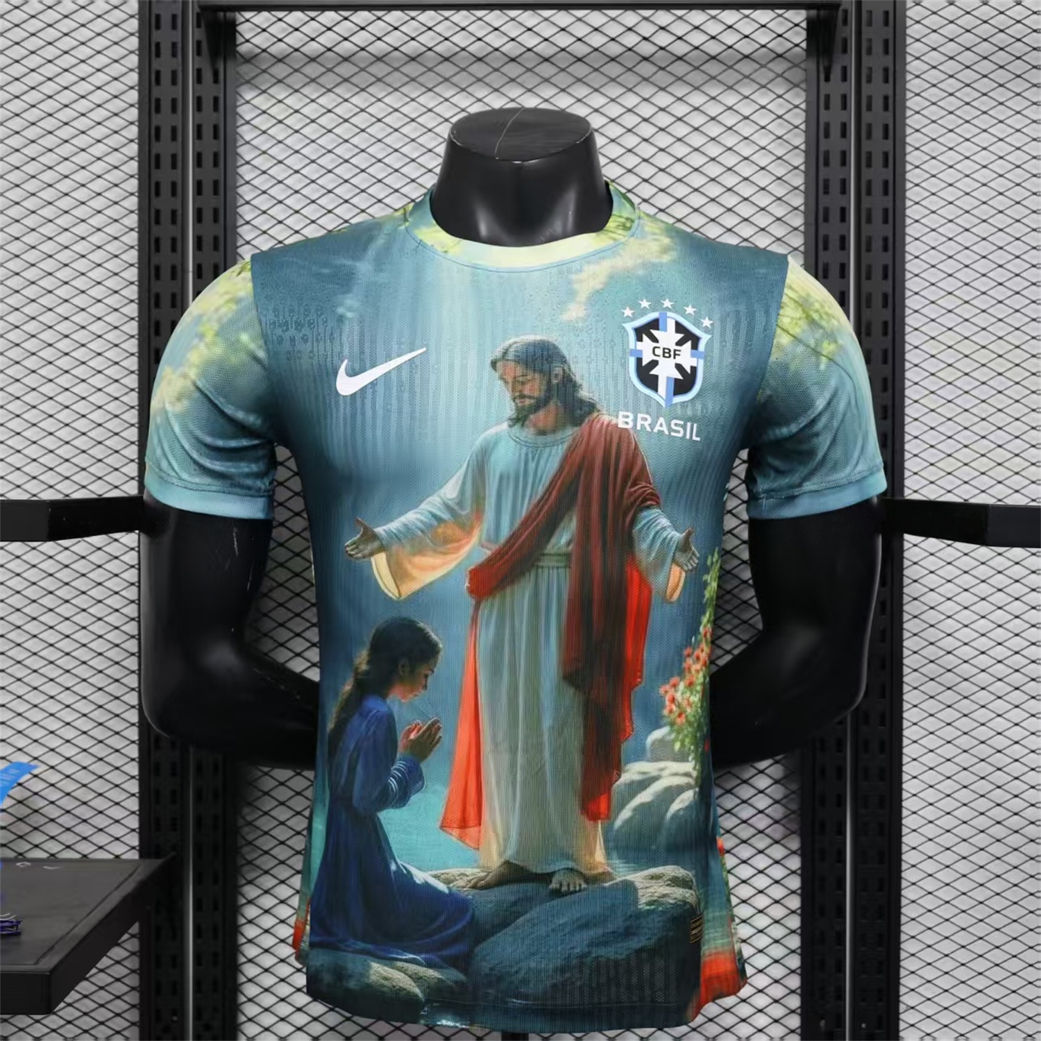 Brazil 25-26 Praying to Jesus Special Green Jersey - Player Version - ReplicasJersey