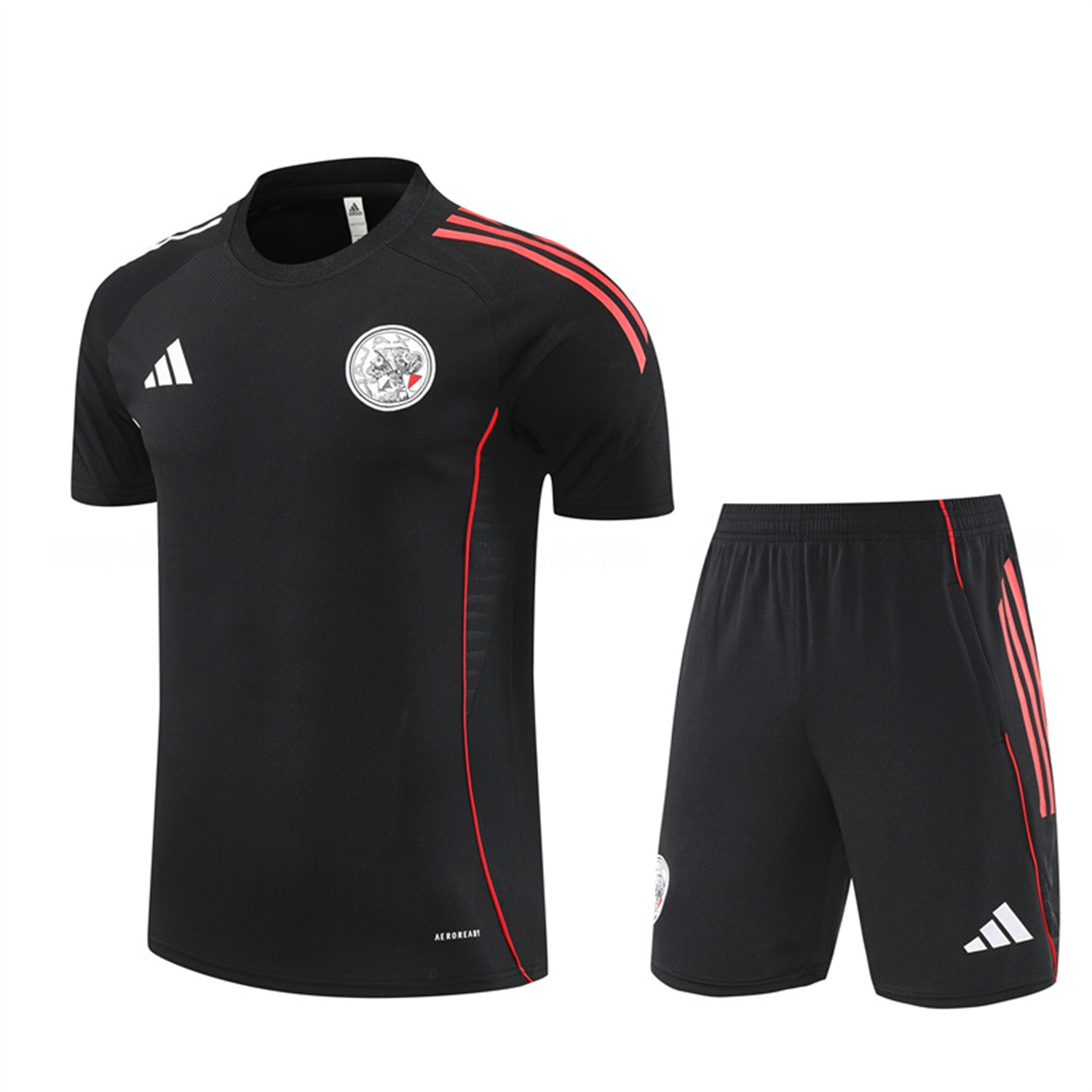 Ajax 25-26 Short-Sleeve Training Set - Black Top and Black Shorts - ReplicasJersey
