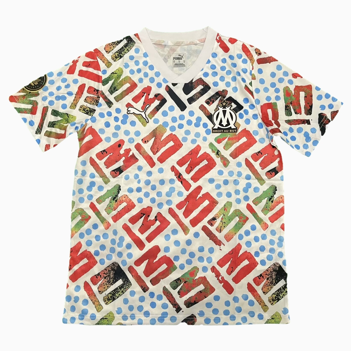 Marseille 24-25 White Graffiti Pre-match Training Jersey - Fans Version - ReplicasJersey