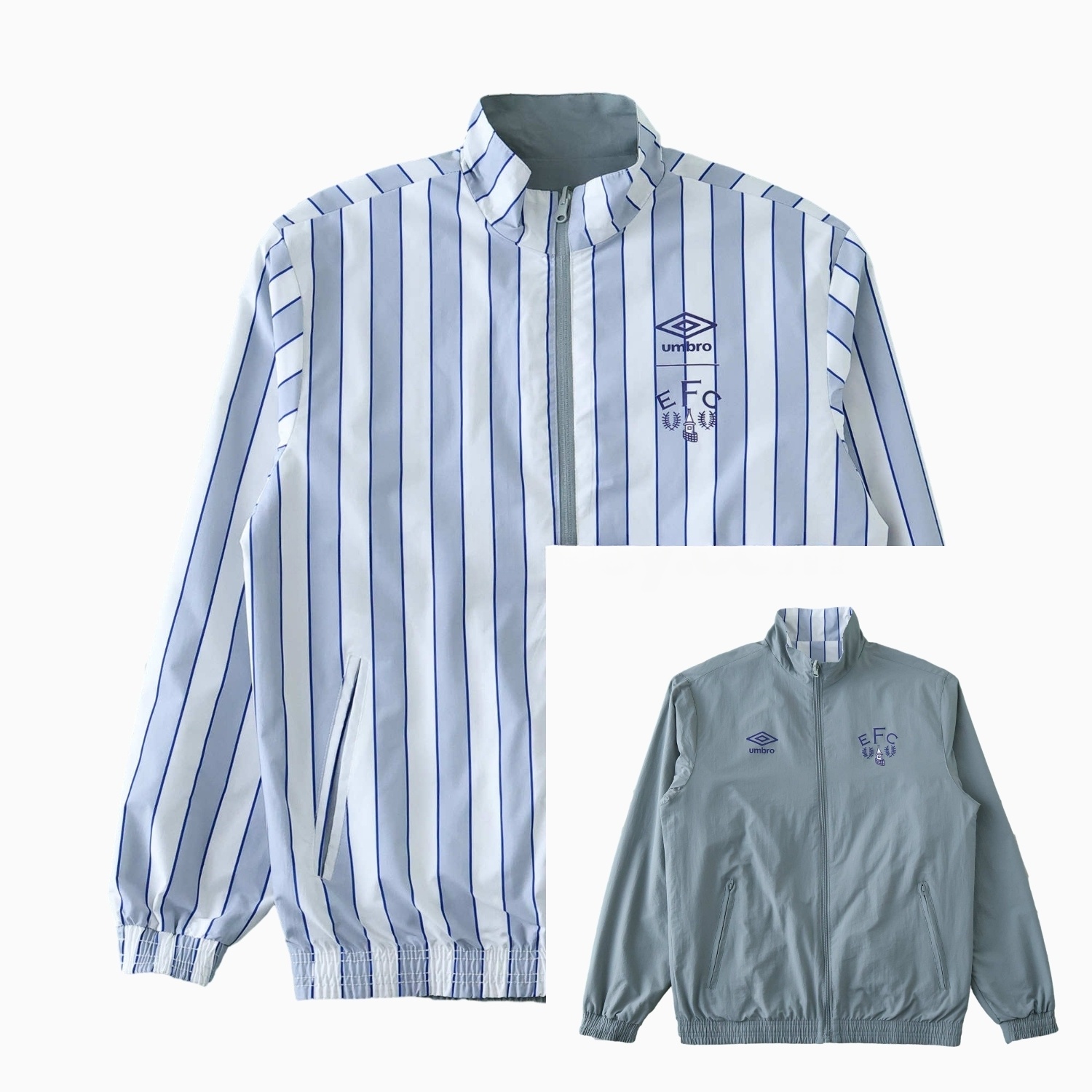 Everton 1988-89 Retro Style Double Sided Reversible Windbreaker - White & Grey - ReplicasJersey