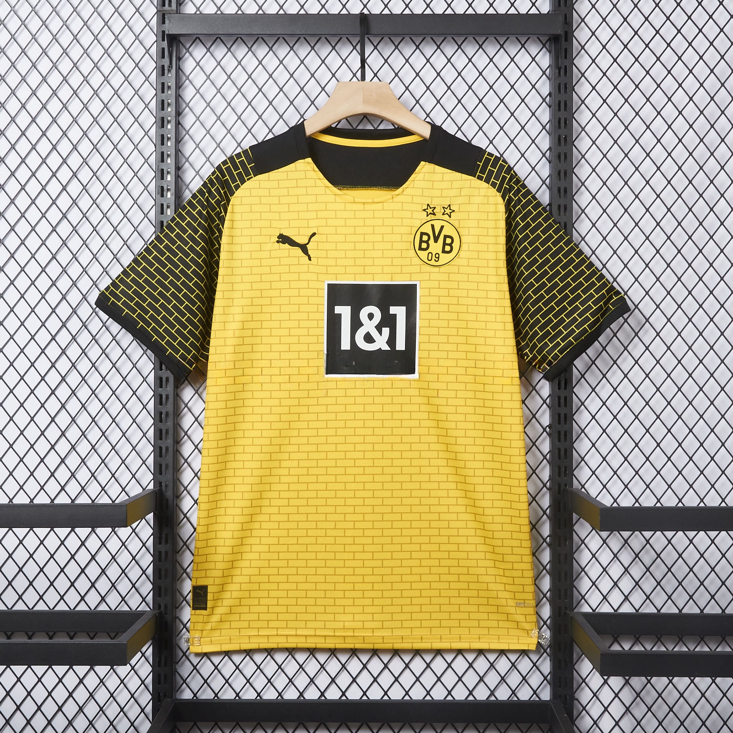 Dortmund 25-26 Pre-Match Training Yellow Brickwork Pattern Jersey - Fans Version - ReplicasJersey