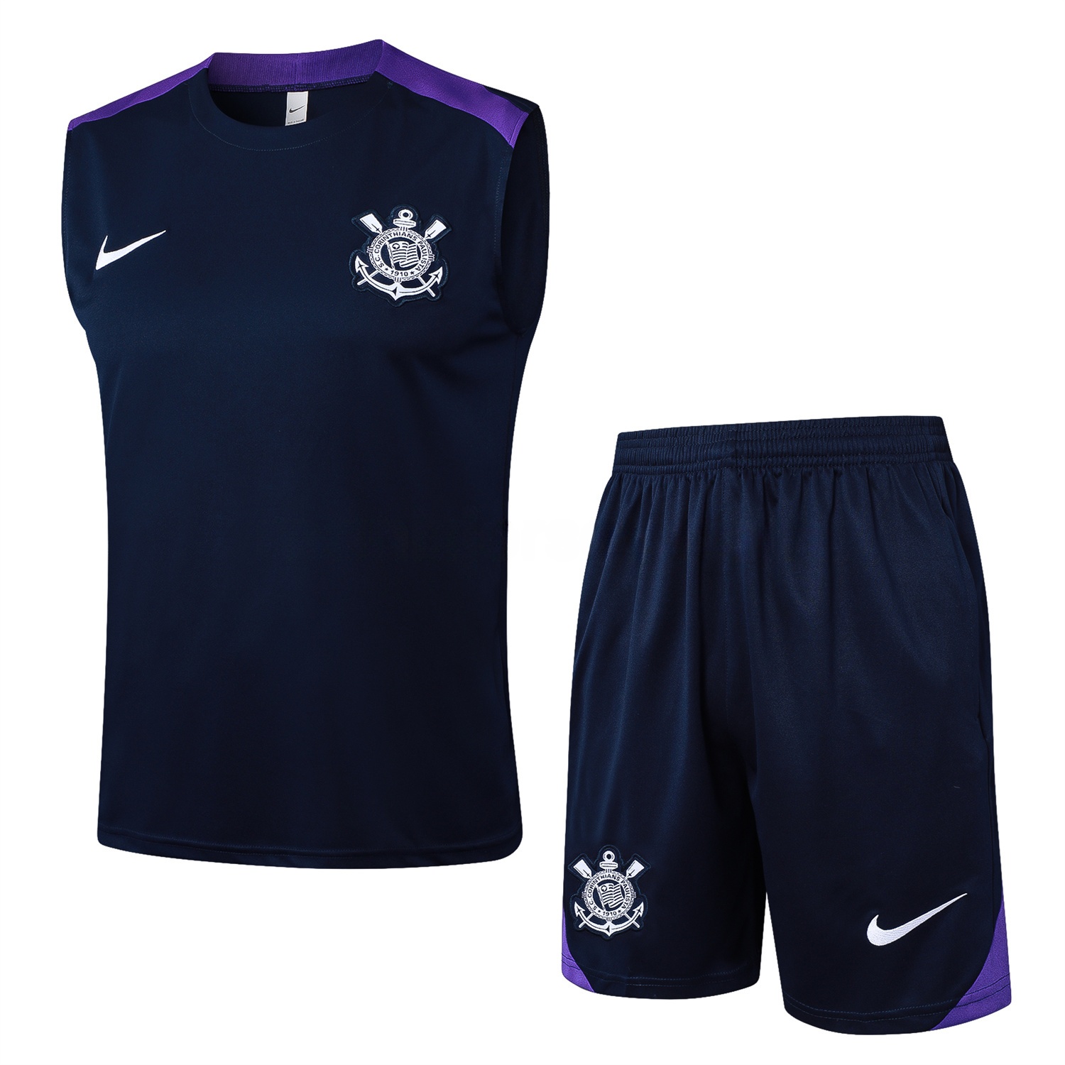 Corinthians 25-26 Vest Training Set - Deep Blue Black Vest and Shorts - ReplicasJersey