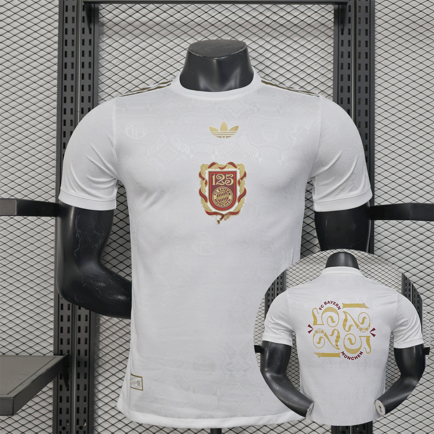 Bayern Munich 2025 White 125th Anniversary Jersey - with 125th Patch on Back - Player Version - ReplicasJersey