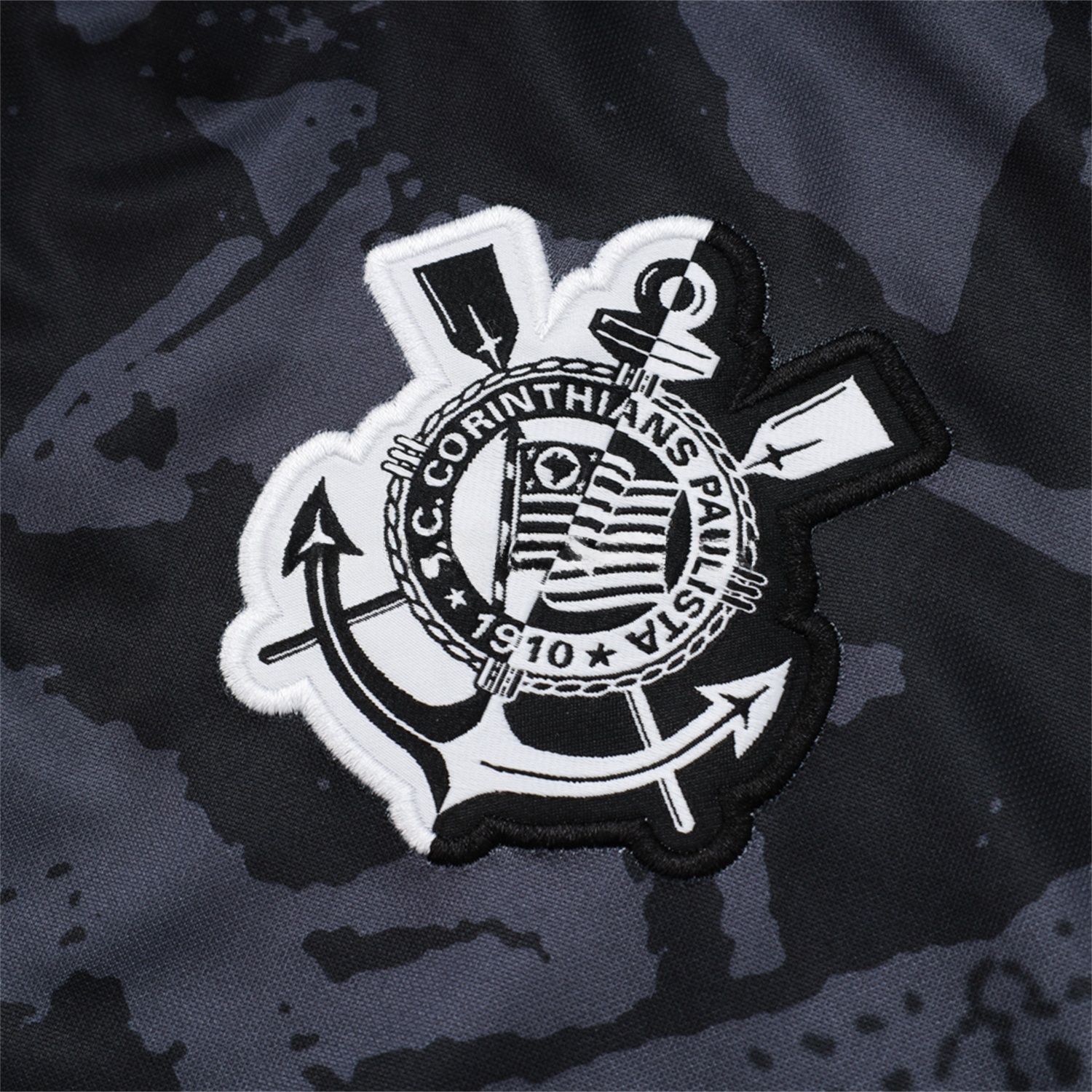 Corinthians 25-26 Jacket Training Tracksuit - Black and Gray Pattern Jackets & Black Pants - ReplicasJersey