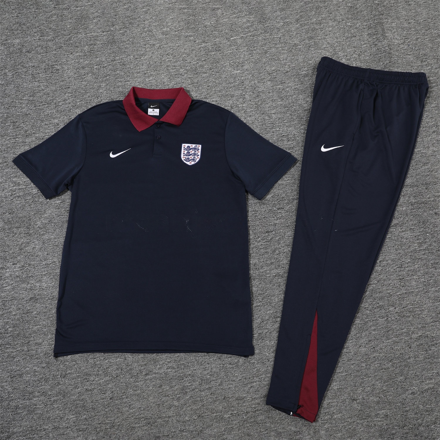 England 25-26 POLO Short-Sleeve Training Set - Deep Blue Top and Pants - ReplicasJersey